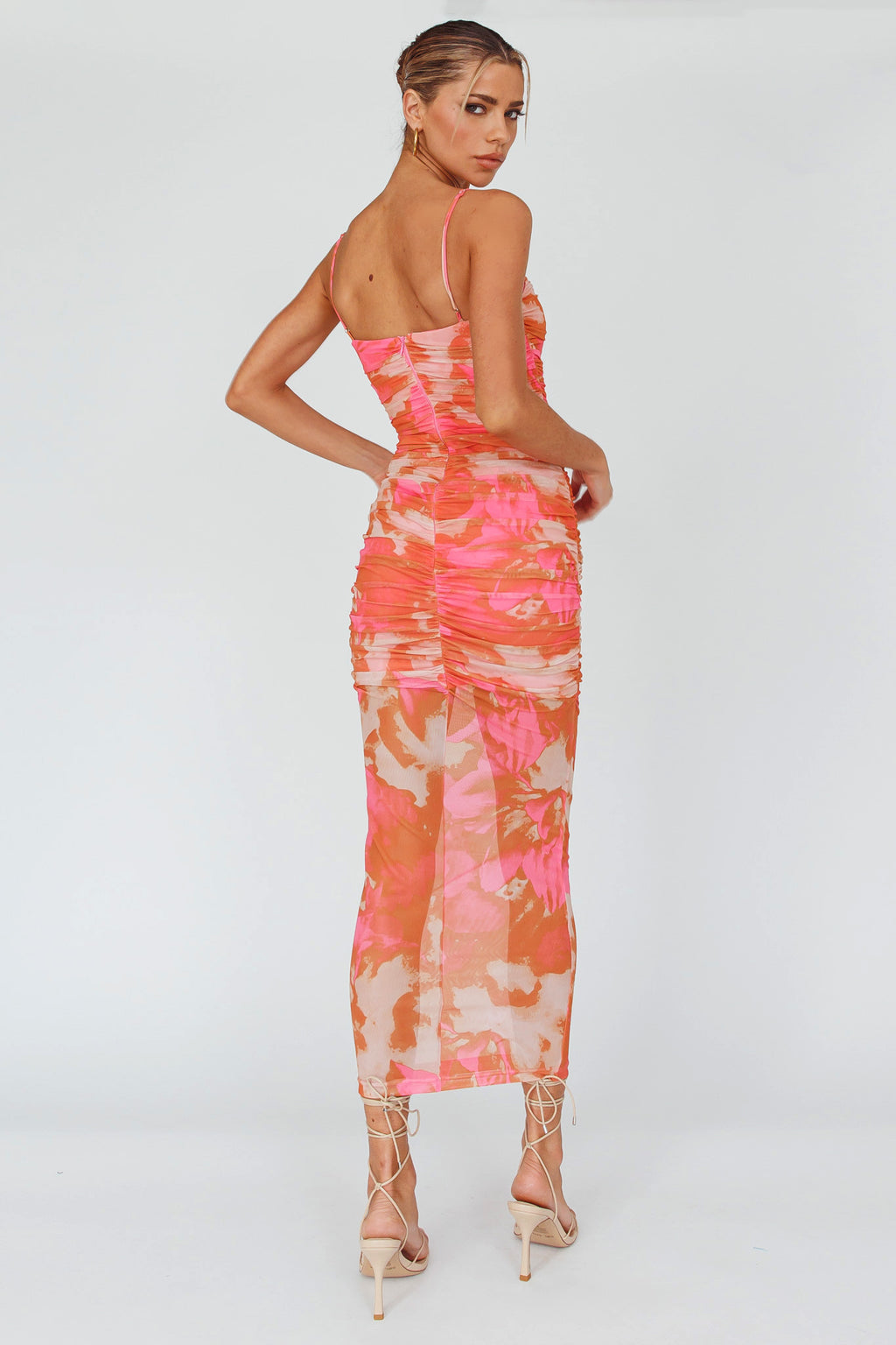 Logan Cami Strap Midi Dress Floral Pink by Selfie Leslie Australia