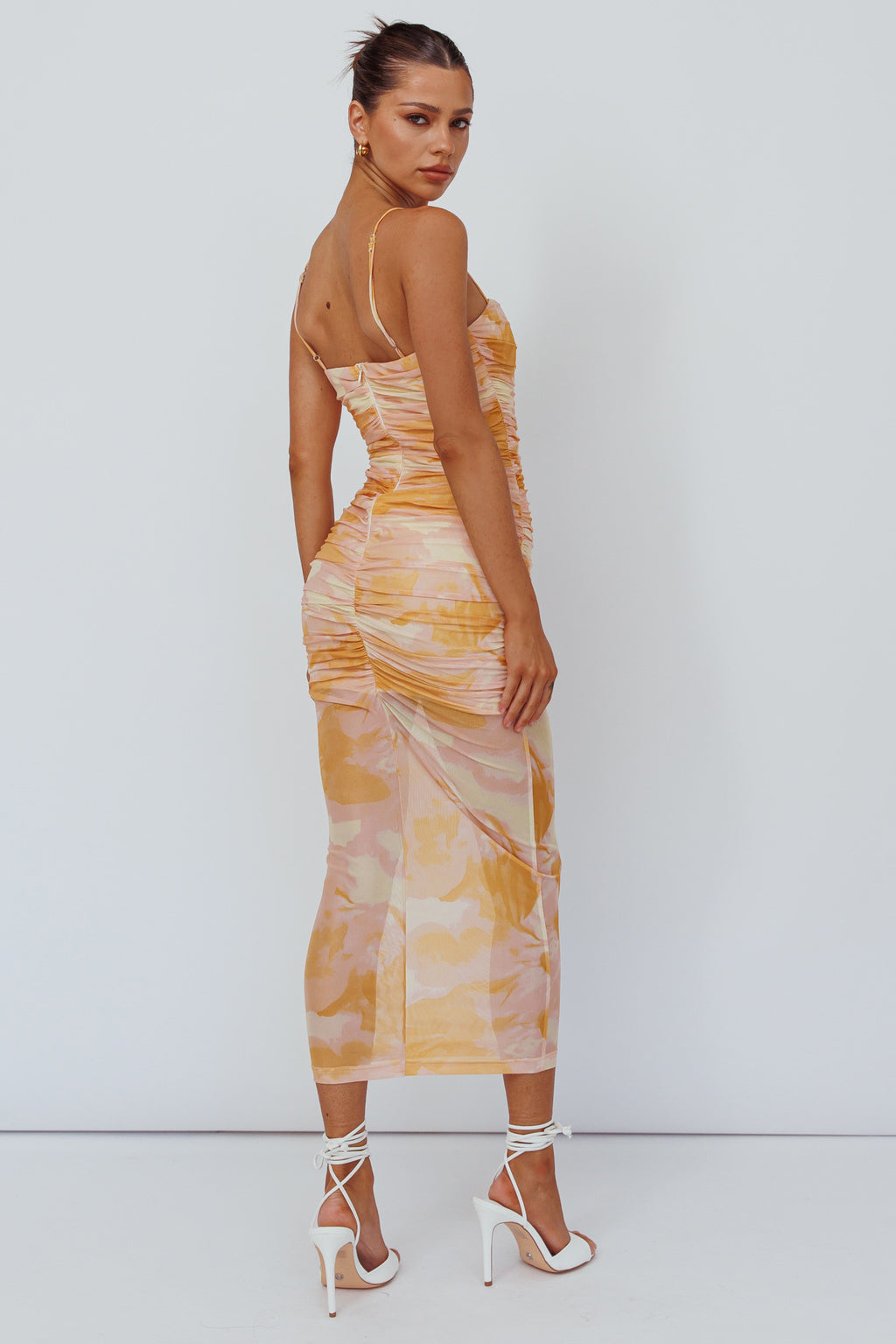 Logan Cami Strap Midi Dress Floral Yellow by Selfie Leslie Australia
