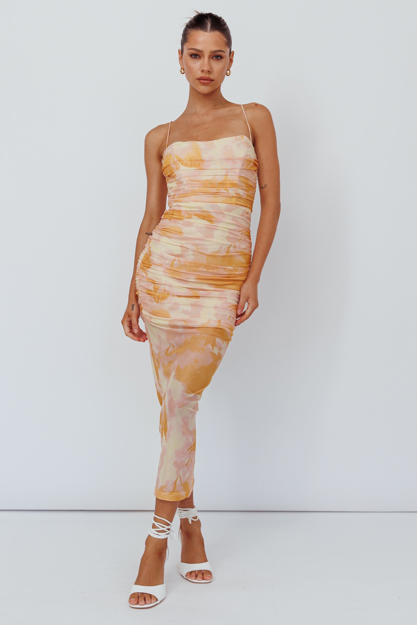 Logan Cami Strap Midi Dress Floral Yellow by Selfie Leslie Australia