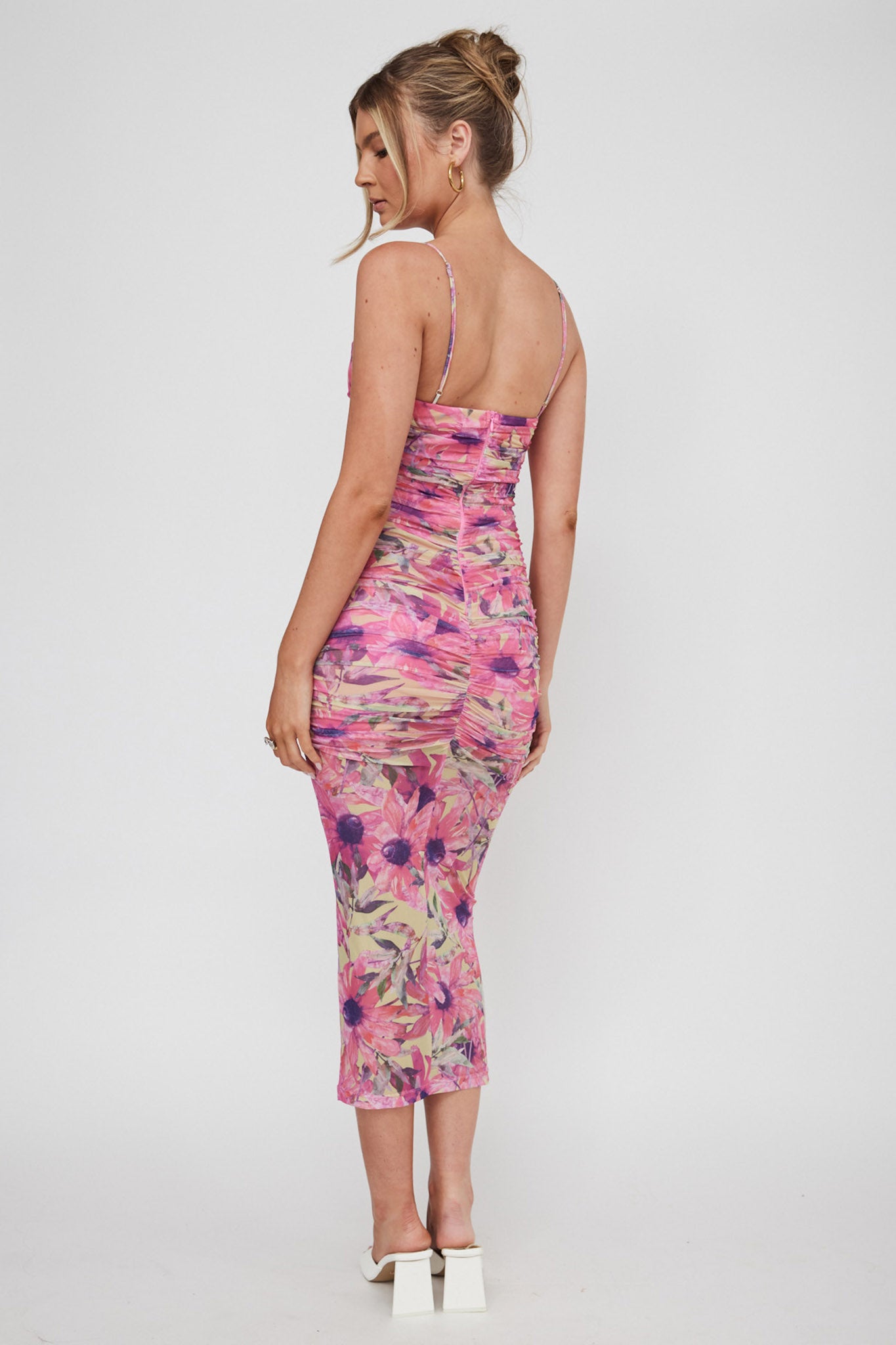 Logan Cami Strap Midi Dress Flower Pink by Selfie Leslie Australia