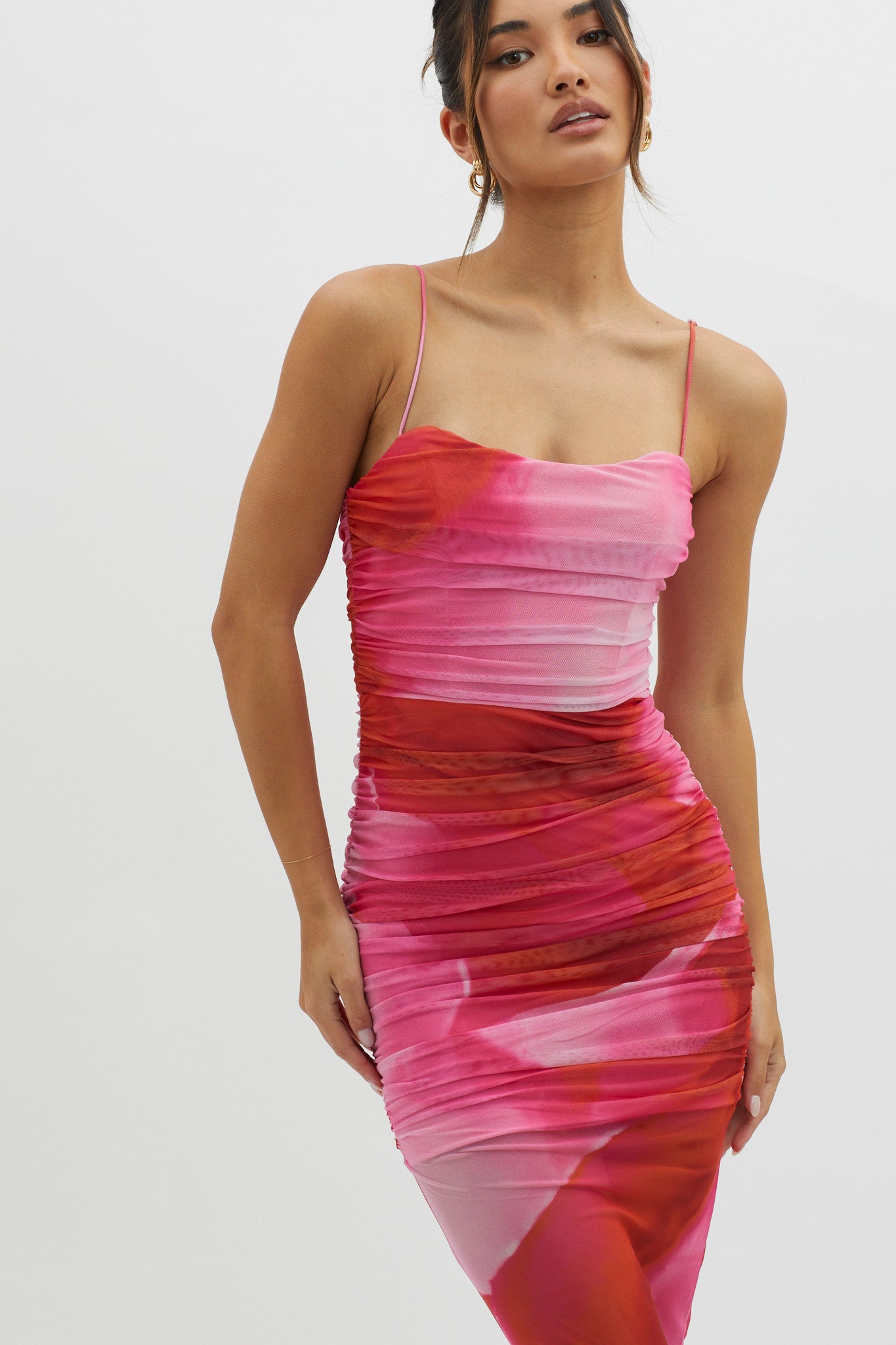 Logan Cami Strap Midi Dress Abstract Pink by Selfie Leslie Australia