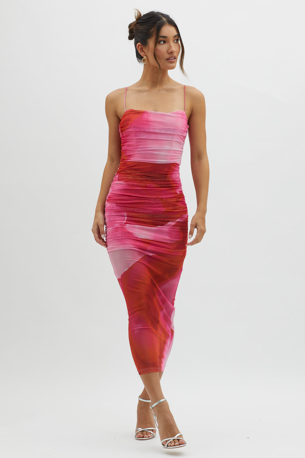 Logan Cami Strap Midi Dress Abstract Pink by Selfie Leslie Australia