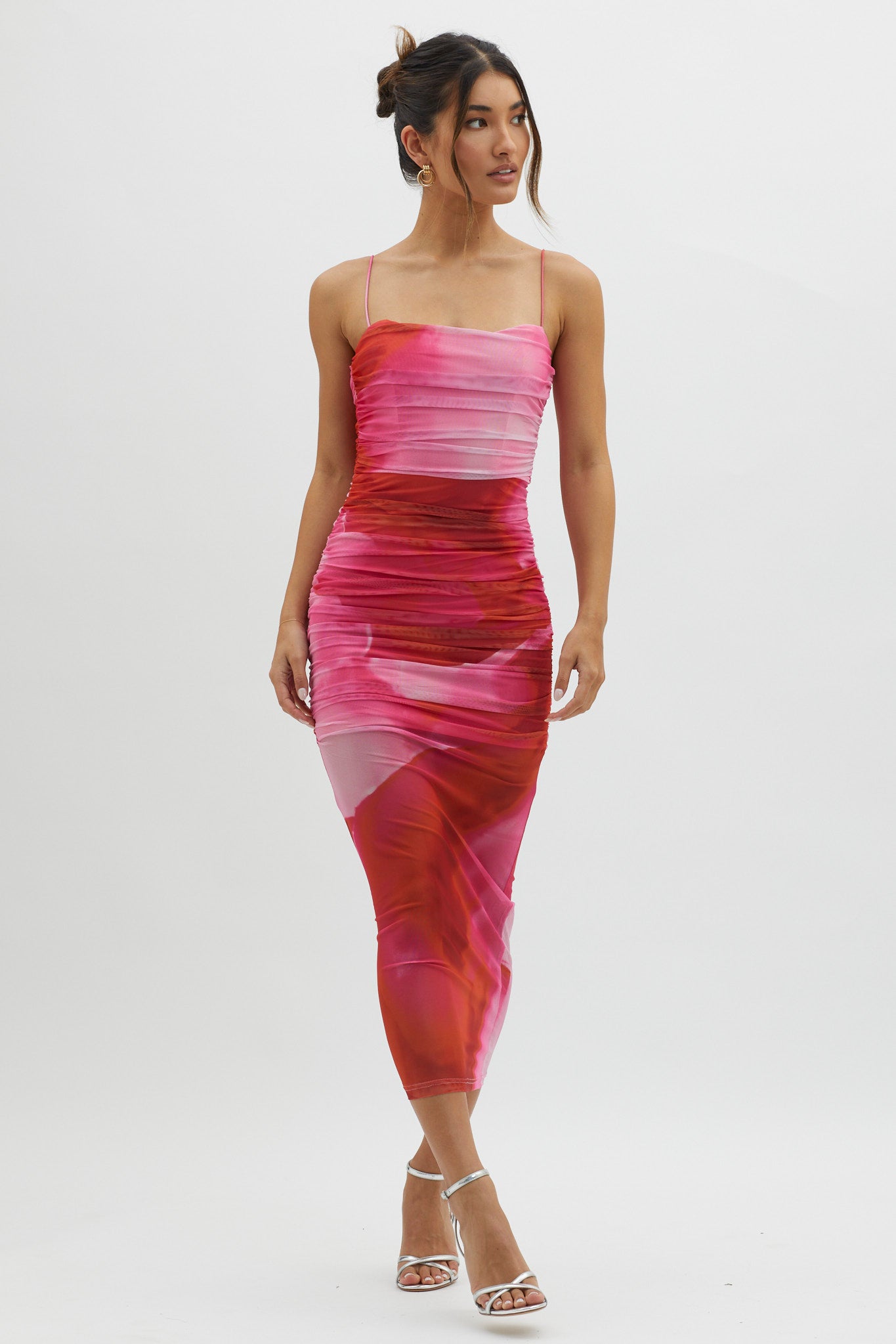 Logan Cami Strap Midi Dress Abstract Pink by Selfie Leslie Australia