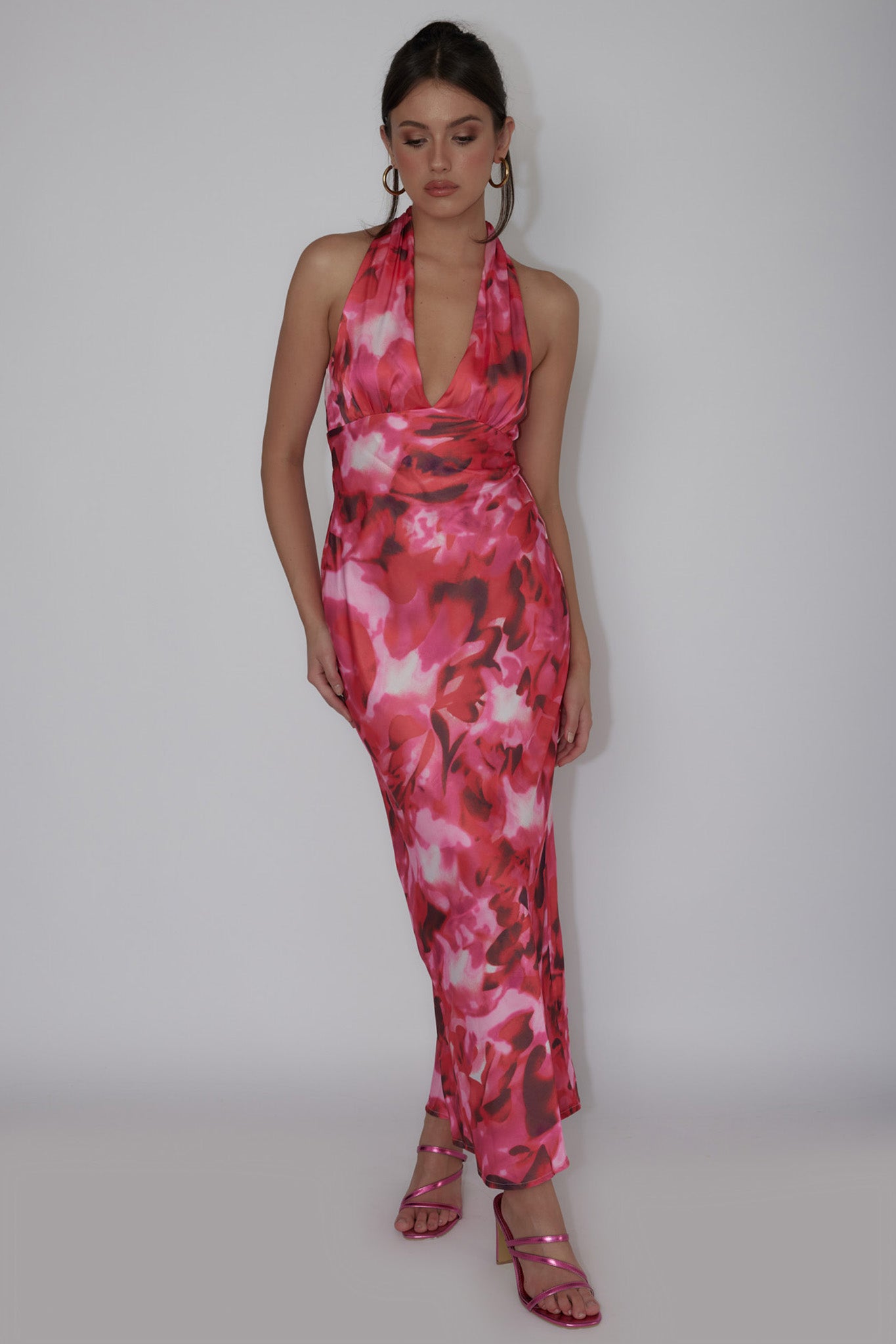 Modern Muses Halterneck Maxi Dress Floral Pink by Selfie Leslie Australia