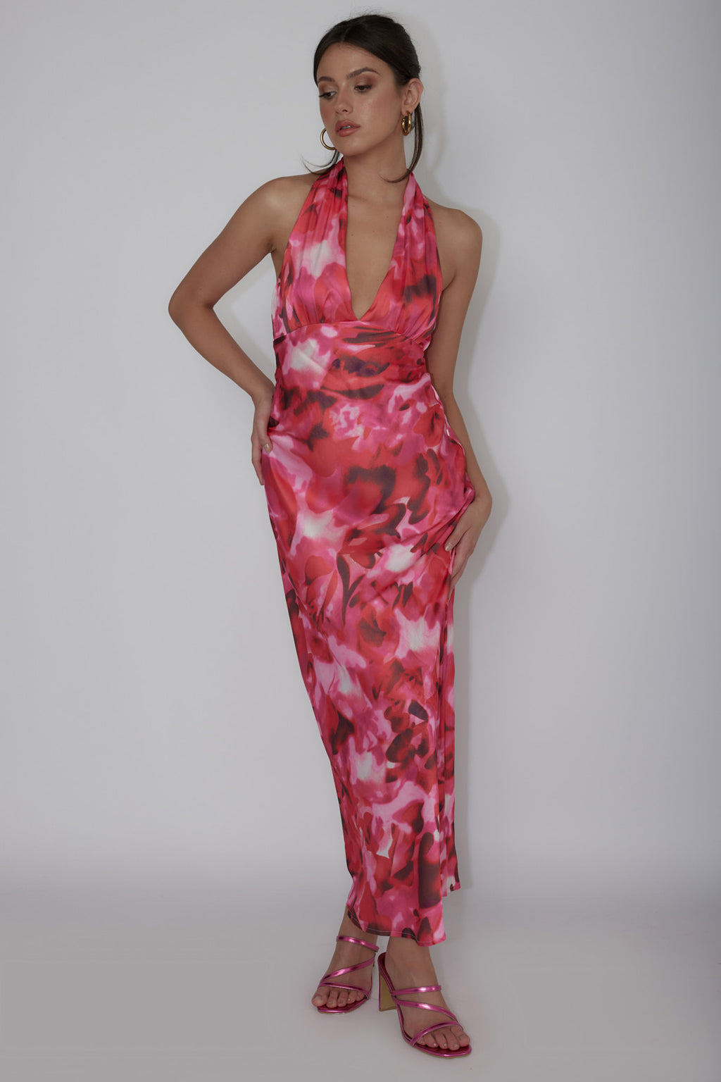 Modern Muses Halterneck Maxi Dress Floral Pink by Selfie Leslie Australia