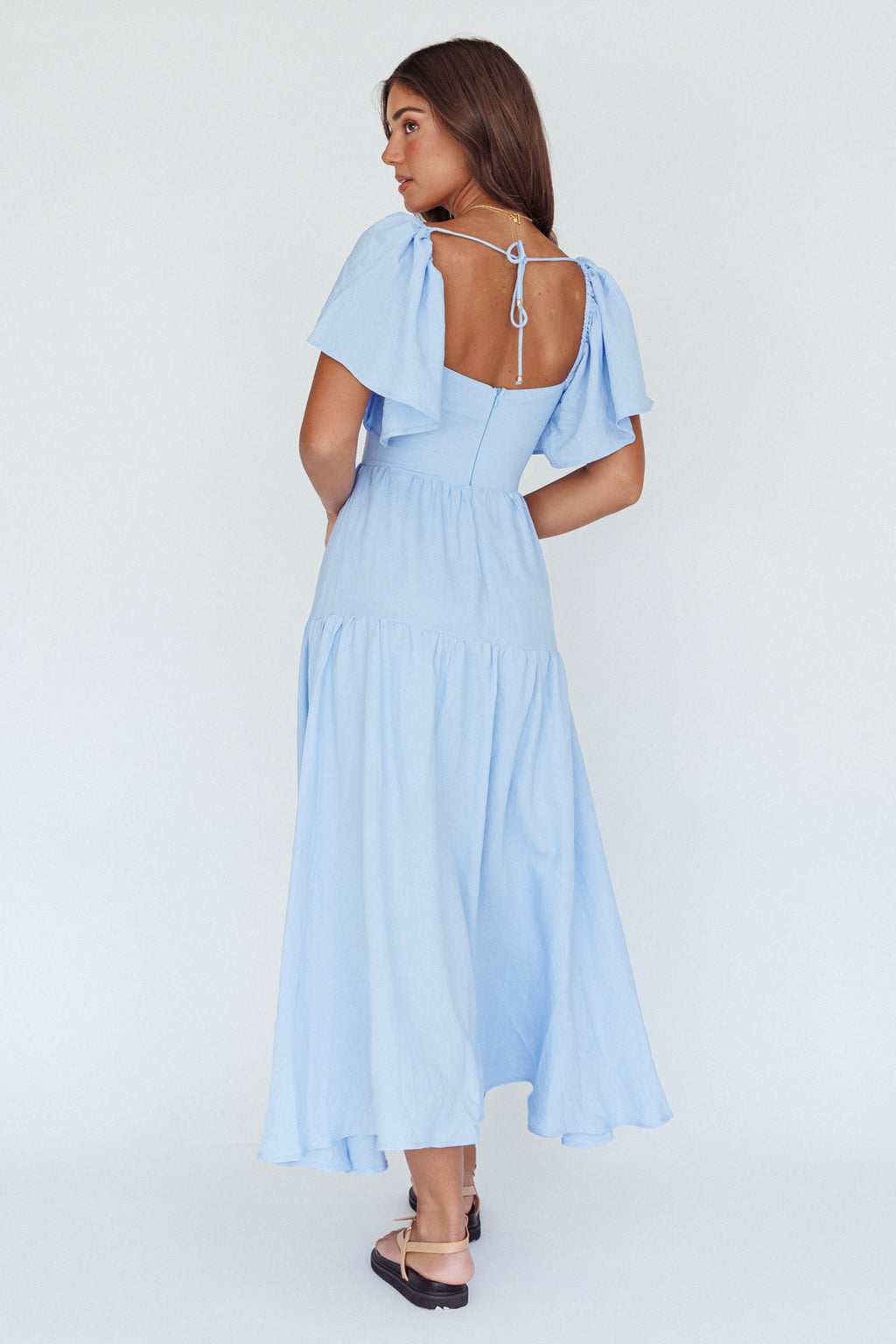 Lula Gathered Bust Midi Dress Blue by Selfie Leslie Australia