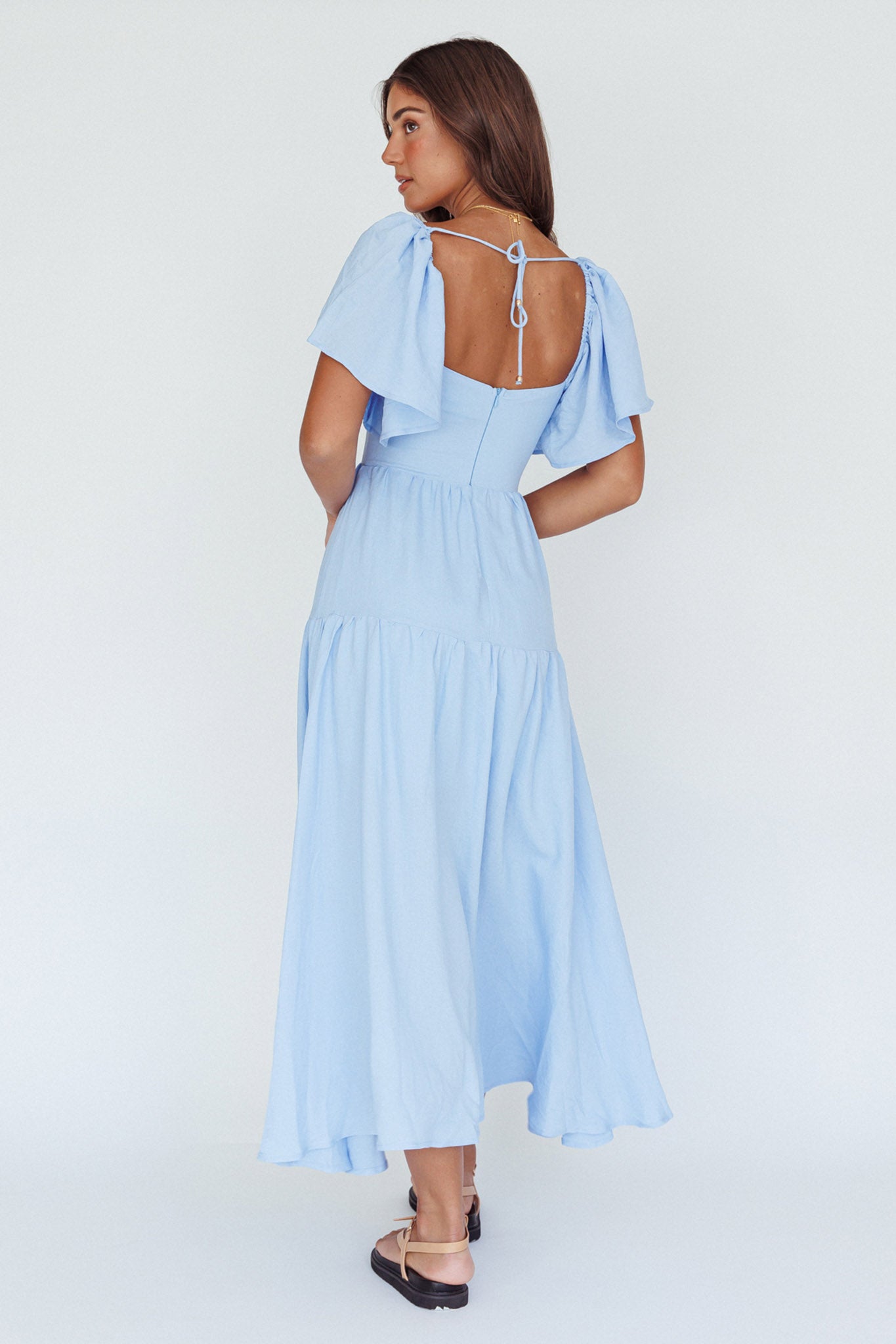 Lula Gathered Bust Midi Dress Blue by Selfie Leslie Australia