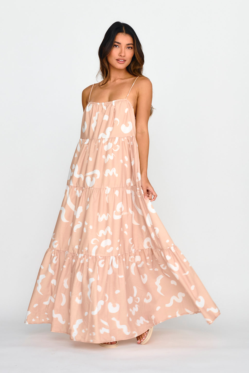 Bora Bora Tied Back Maxi Dress Print Beige by Selfie Leslie Australia