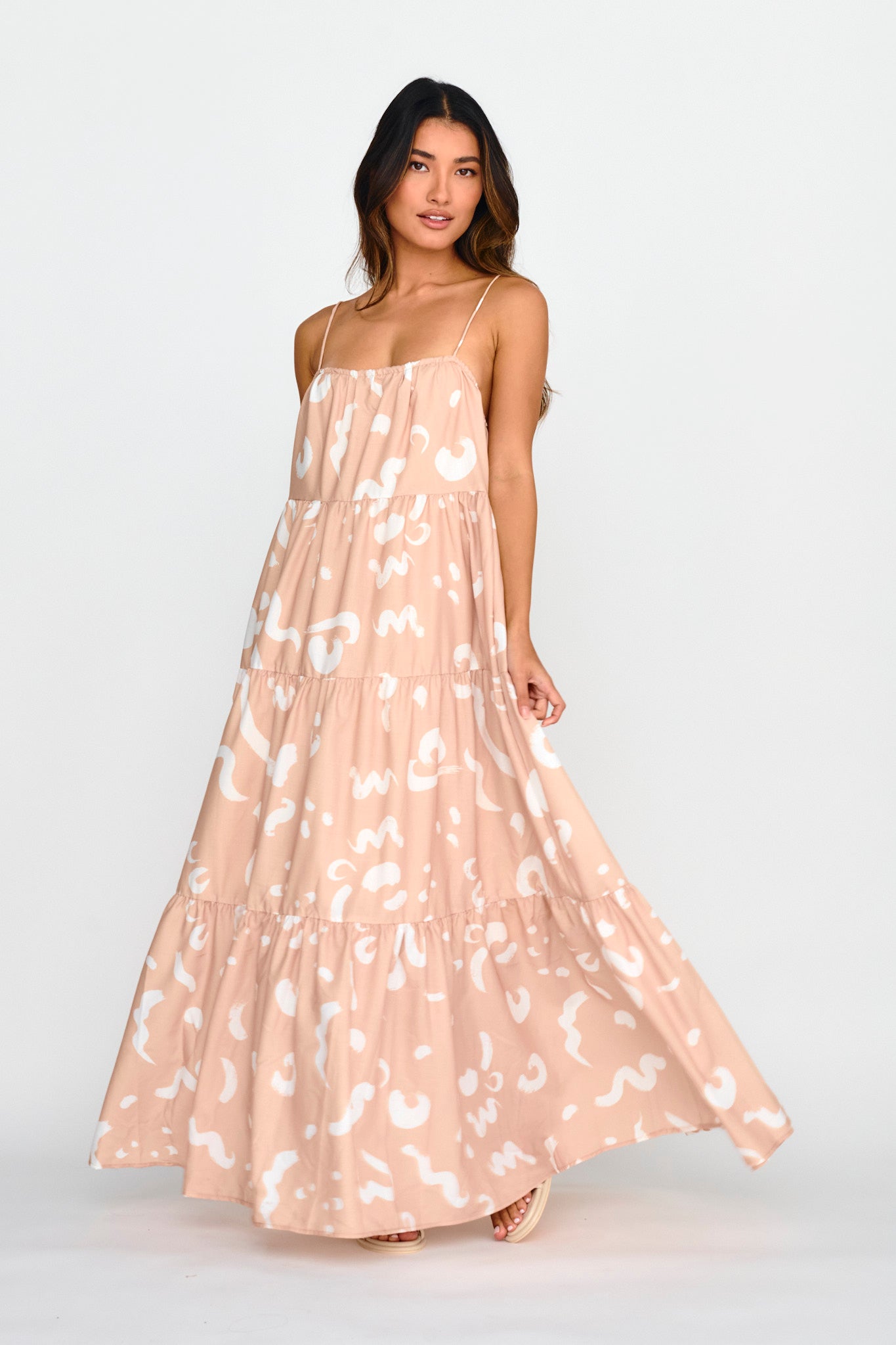 Bora Bora Tied Back Maxi Dress Print Beige by Selfie Leslie Australia