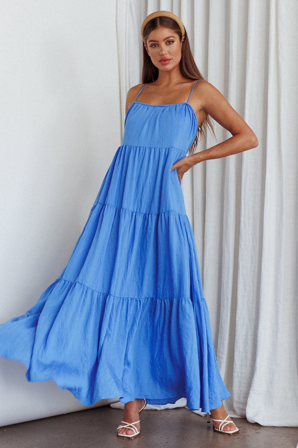 Bora Bora Tied Back Maxi Dress Blue by Selfie Leslie Australia