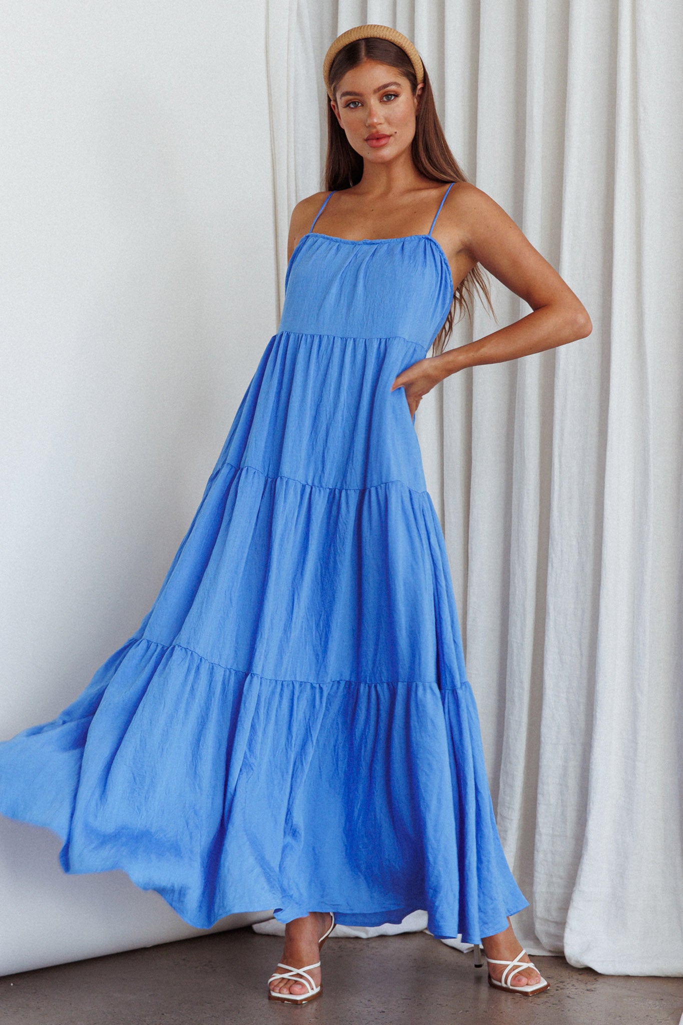 Shop the Bora Bora Tied Back Maxi Dress Blue | Selfie Leslie Australia