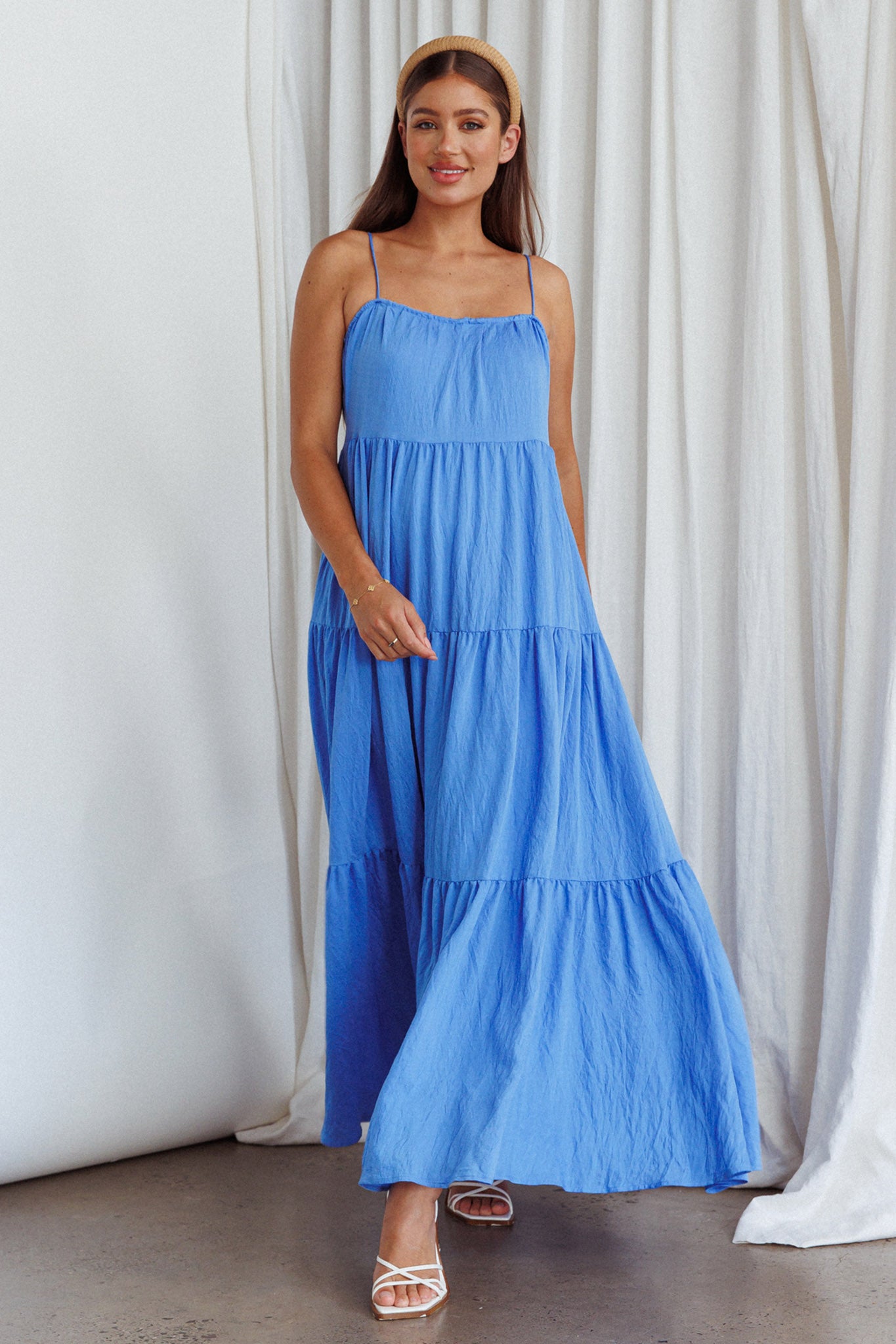 Bora Bora Tied Back Maxi Dress Blue by Selfie Leslie Australia