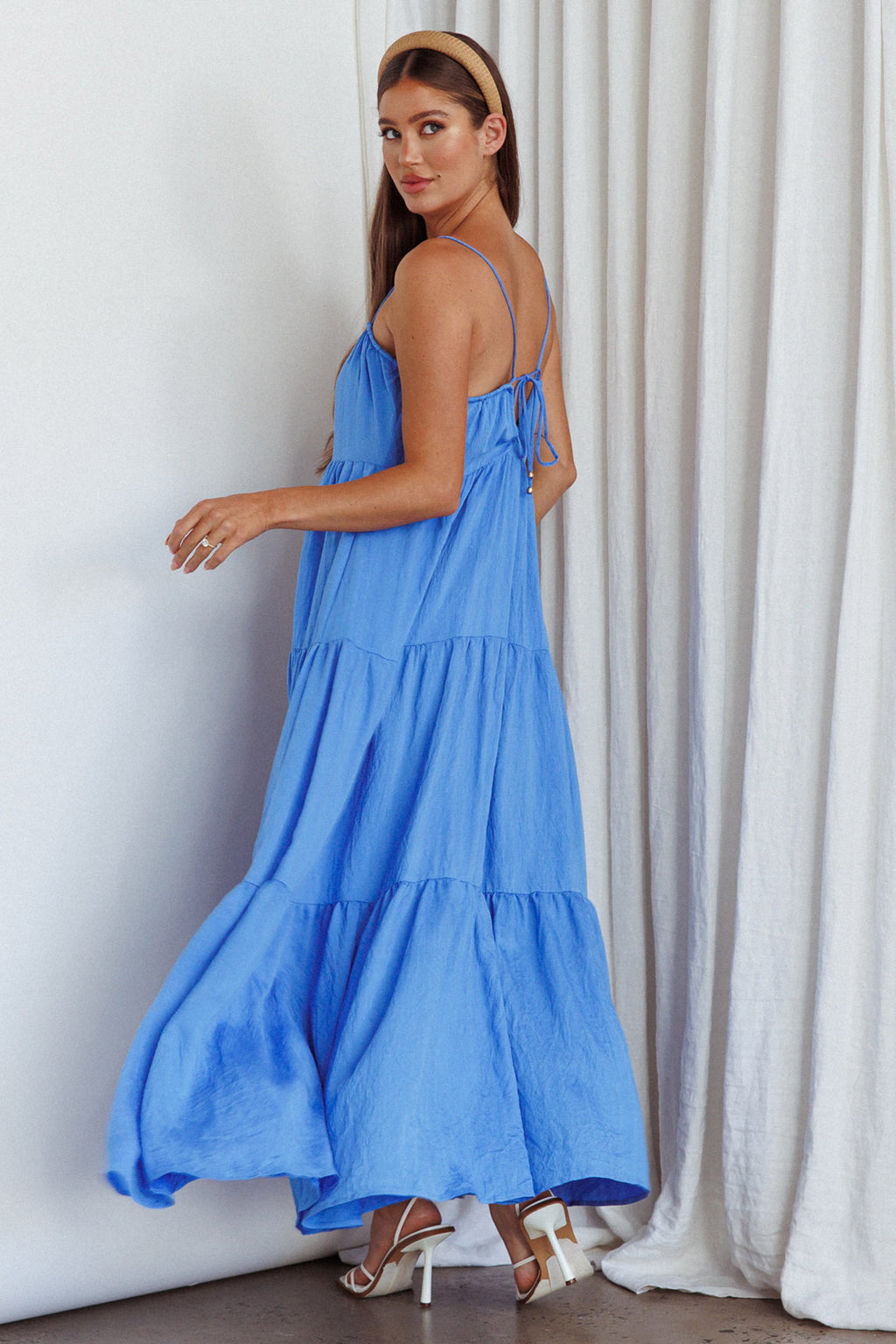 Bora Bora Tied Back Maxi Dress Blue by Selfie Leslie Australia