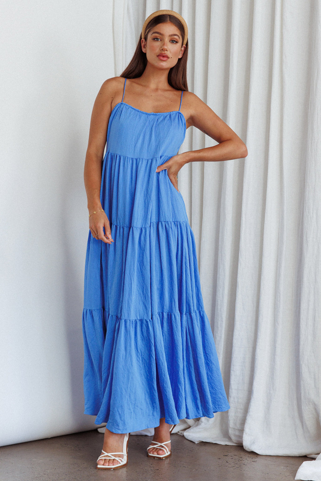 Bora Bora Tied Back Maxi Dress Blue by Selfie Leslie Australia