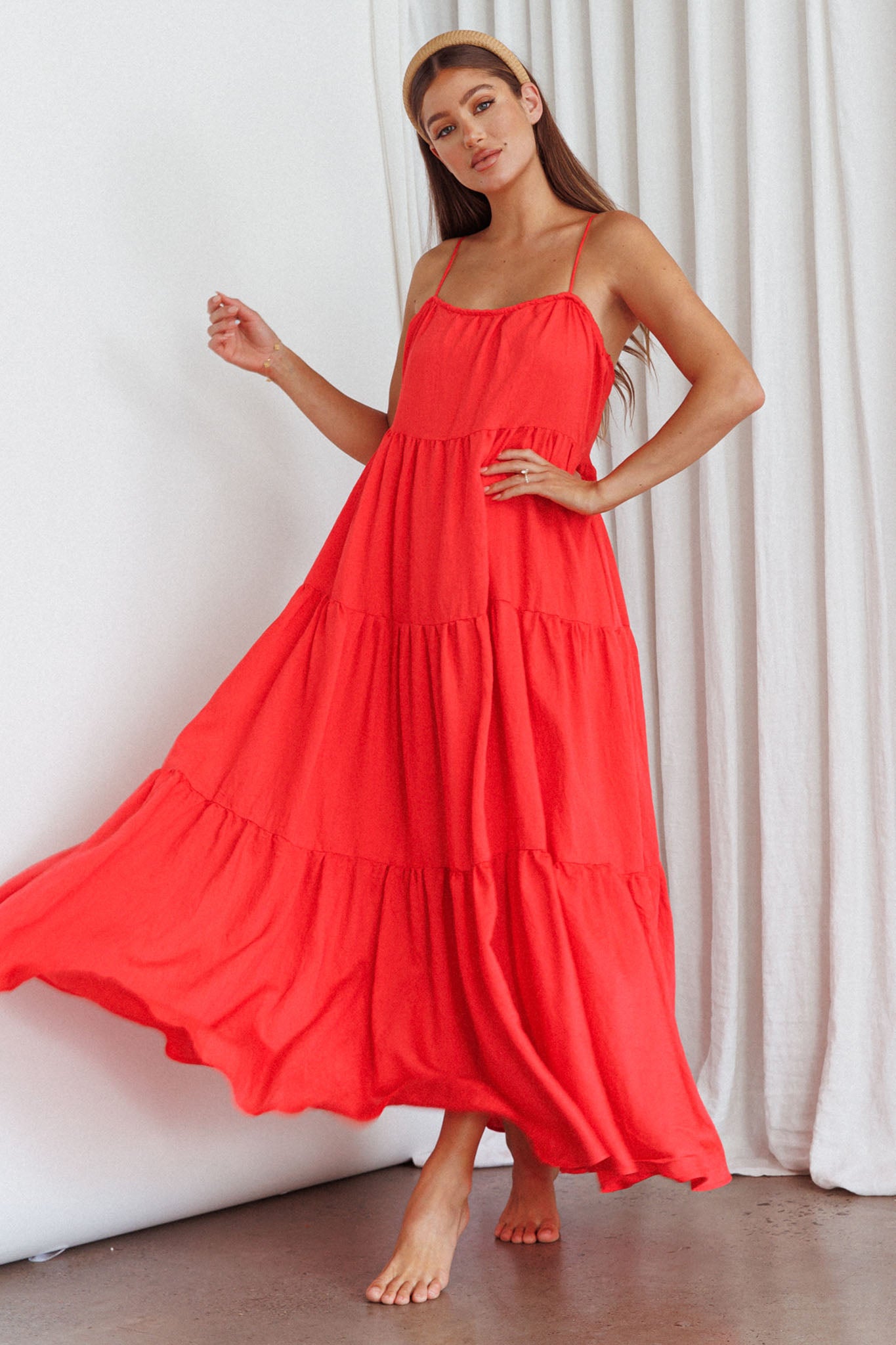 Bora Bora Tied Back Maxi Dress Watermelon by Selfie Leslie Australia