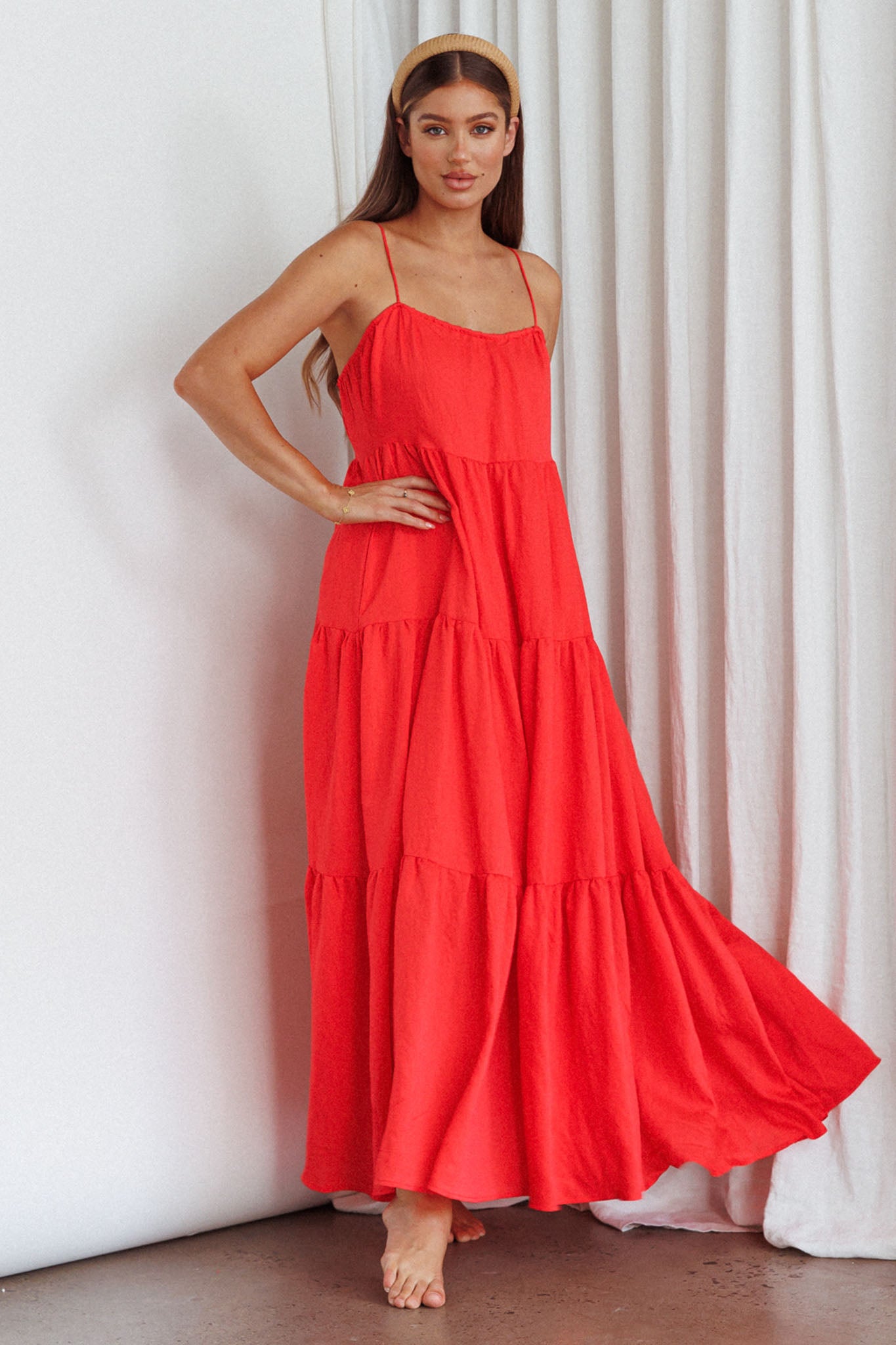 Bora Bora Tied Back Maxi Dress Watermelon by Selfie Leslie Australia