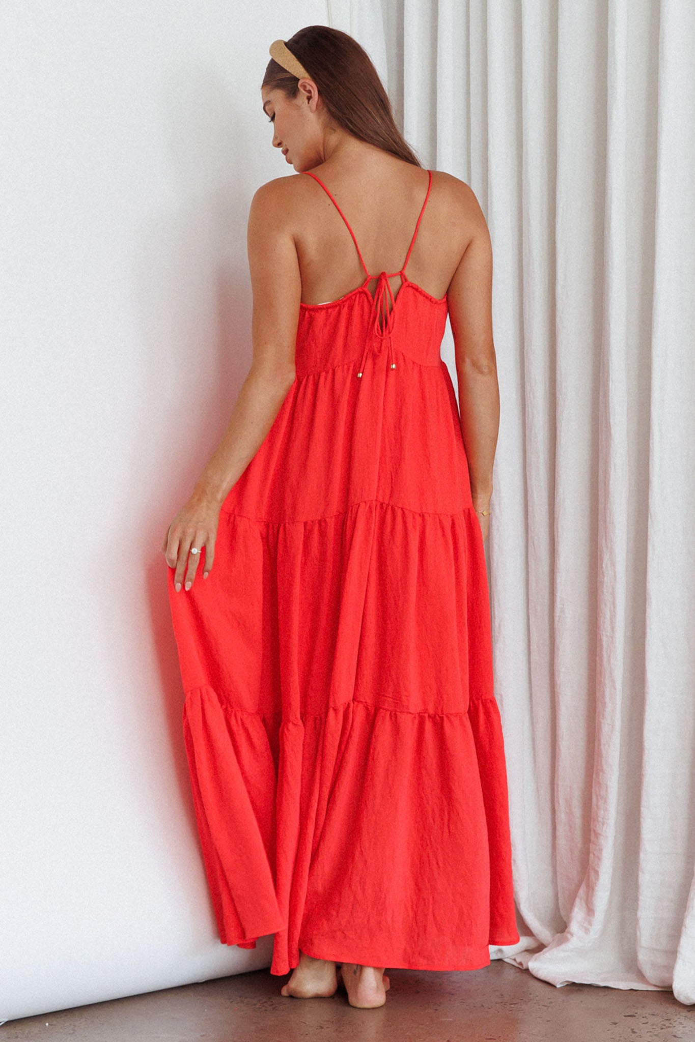 Bora Bora Tied Back Maxi Dress Watermelon by Selfie Leslie Australia