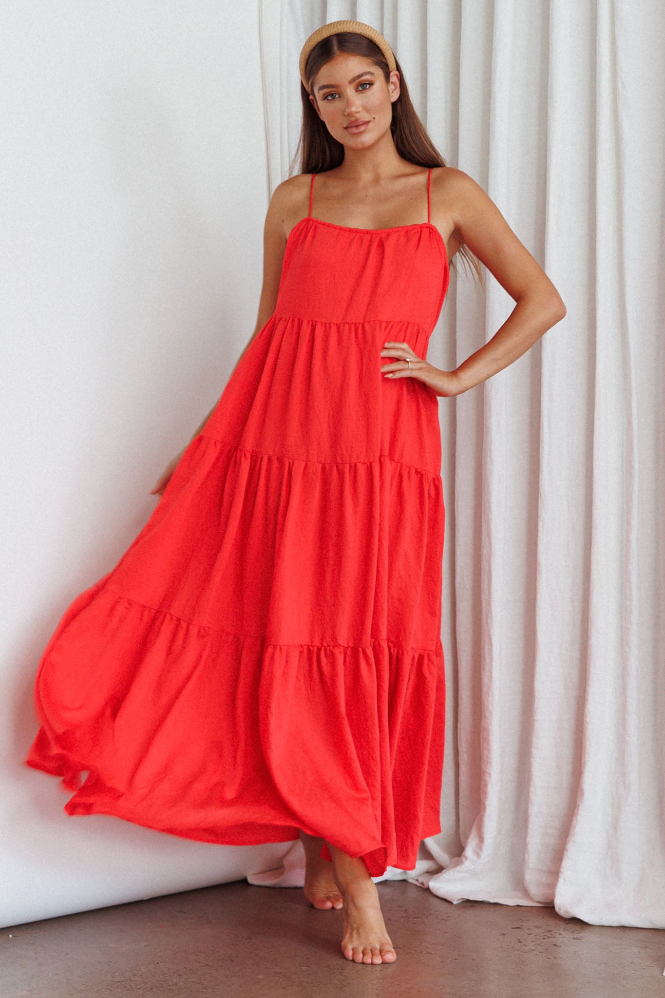 Bora Bora Tied Back Maxi Dress Watermelon by Selfie Leslie Australia