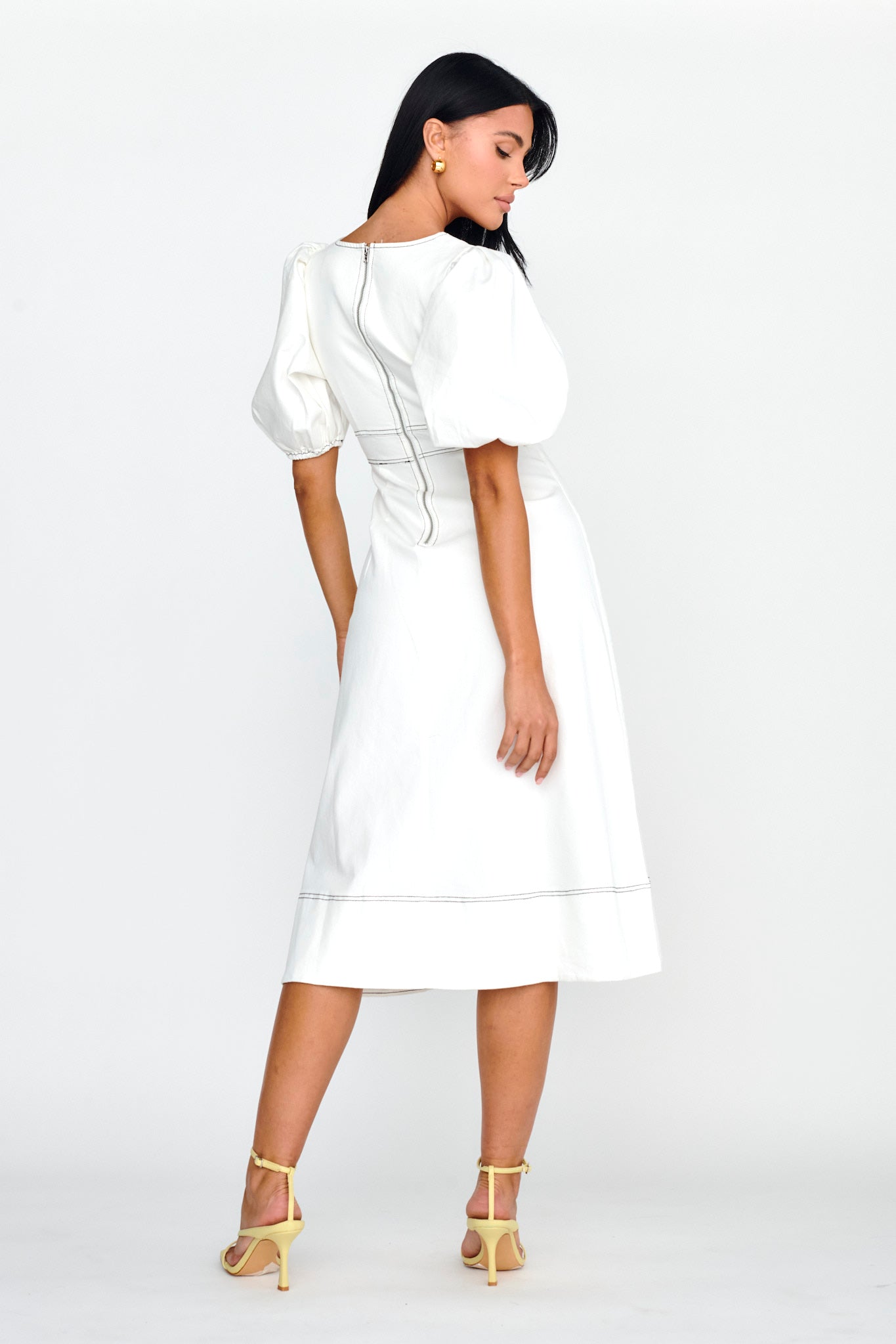 Elias Puff Sleeve Midi Dress White by Selfie Leslie Australia