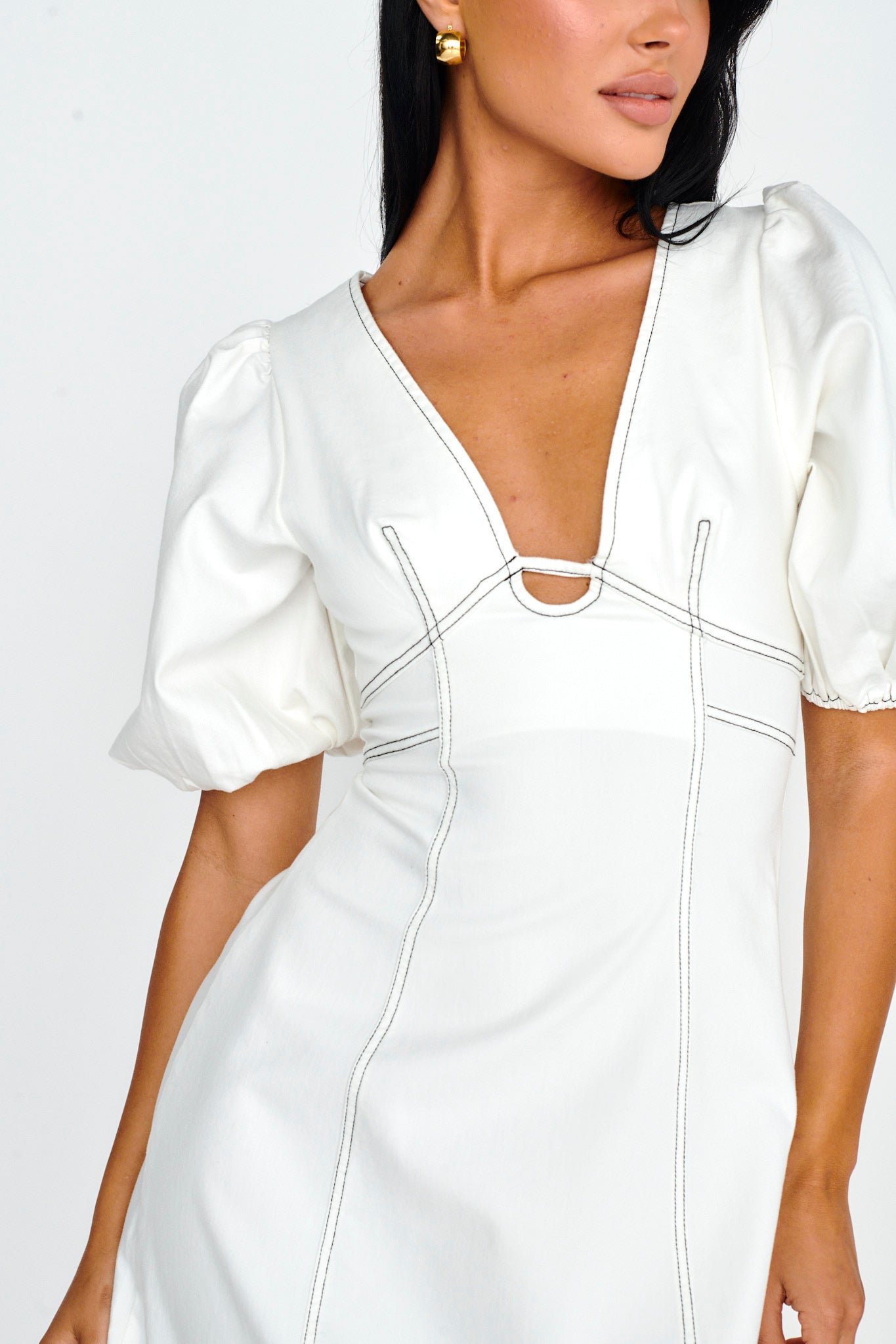 Elias Puff Sleeve Midi Dress White by Selfie Leslie Australia
