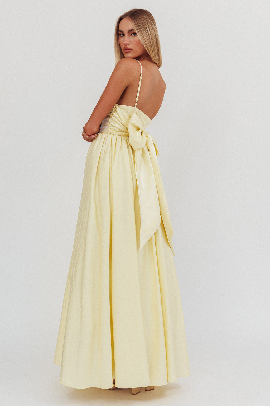 Love Songs Back Bow Maxi Dress Butter by Selfie Leslie Australia