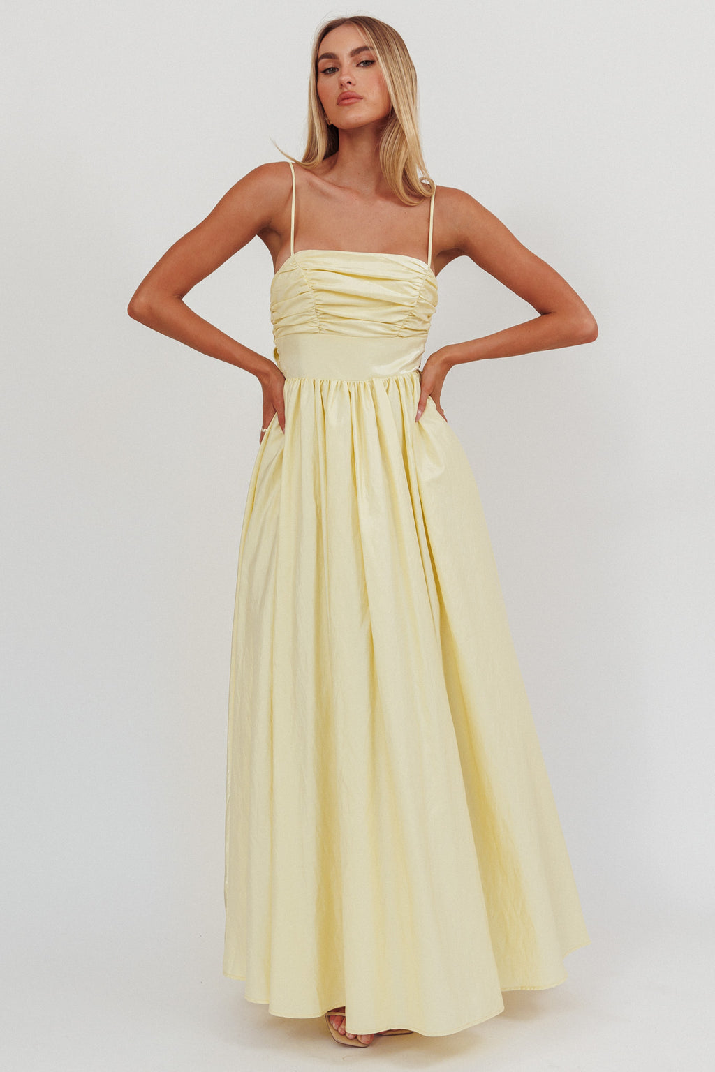 Love Songs Back Bow Maxi Dress Butter by Selfie Leslie Australia
