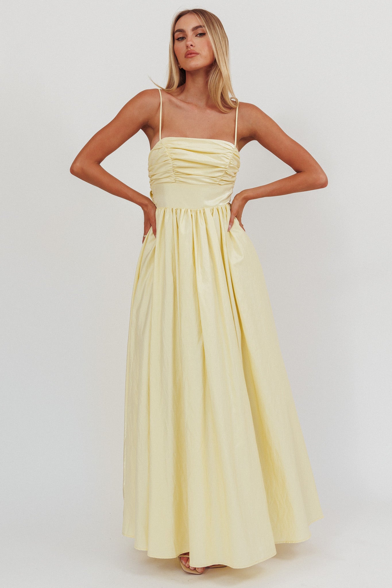Love Songs Back Bow Maxi Dress Butter by Selfie Leslie Australia