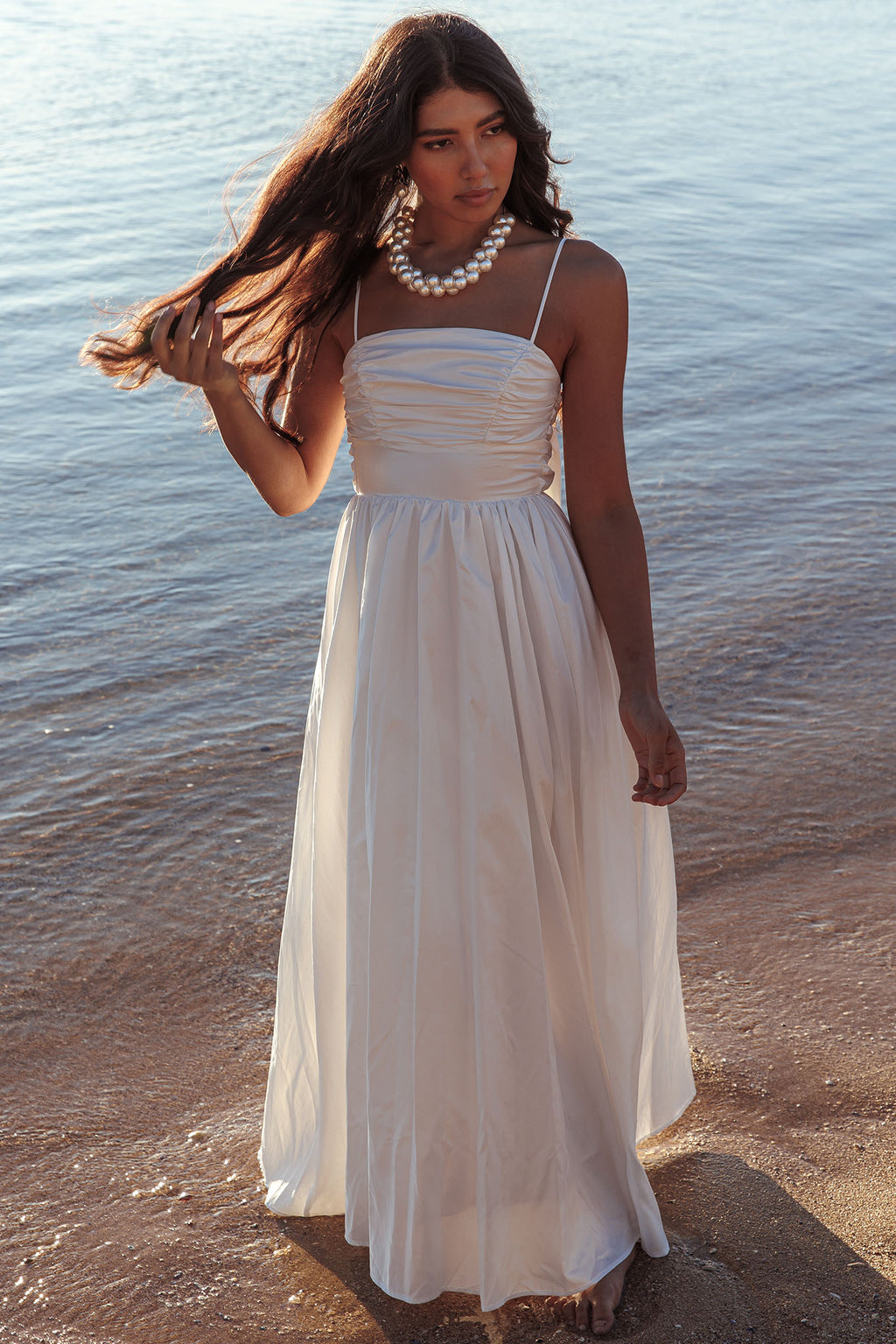 Love Songs Back Bow Maxi Dress White by Selfie Leslie Australia