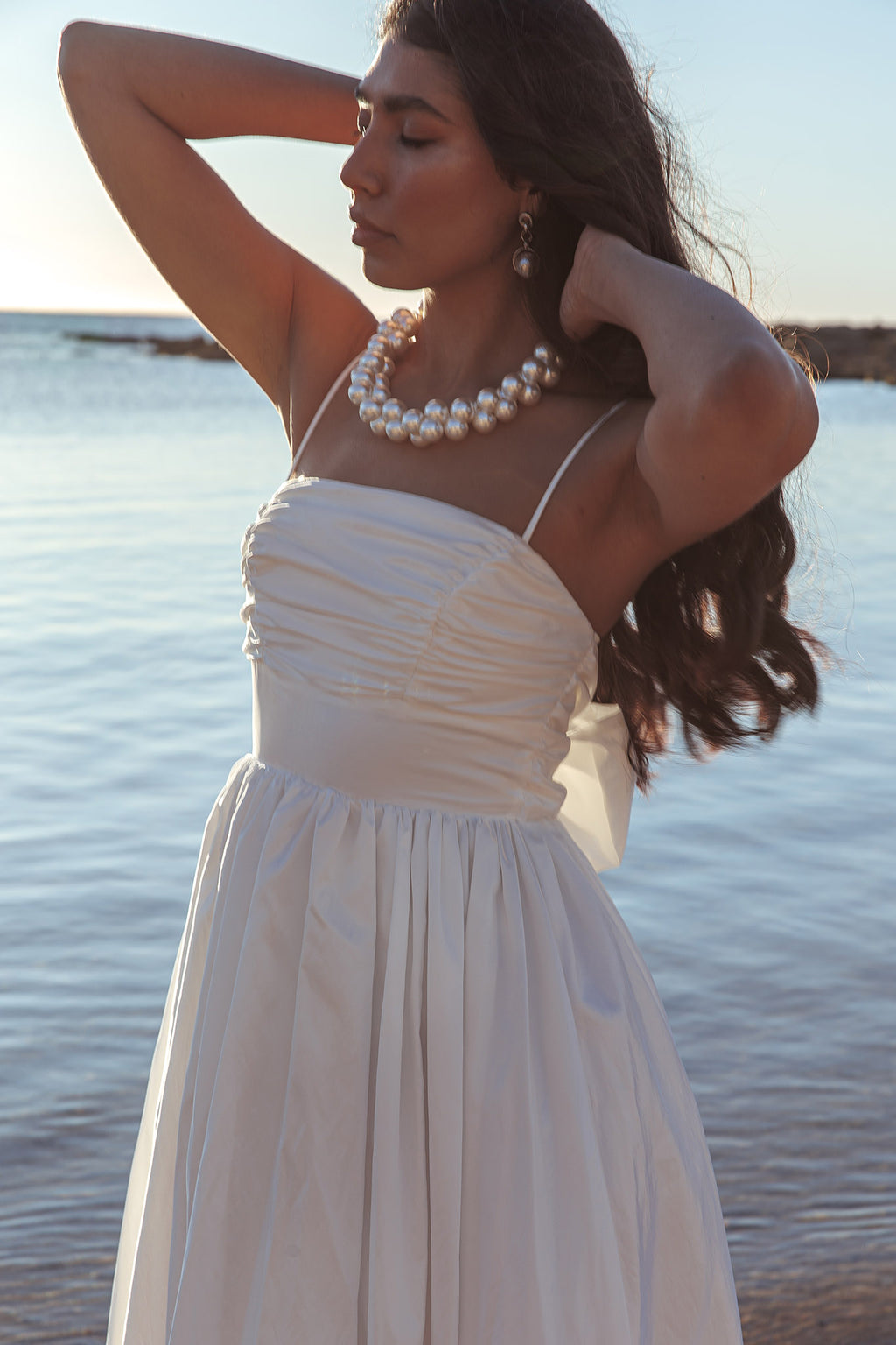 Love Songs Back Bow Maxi Dress White by Selfie Leslie Australia