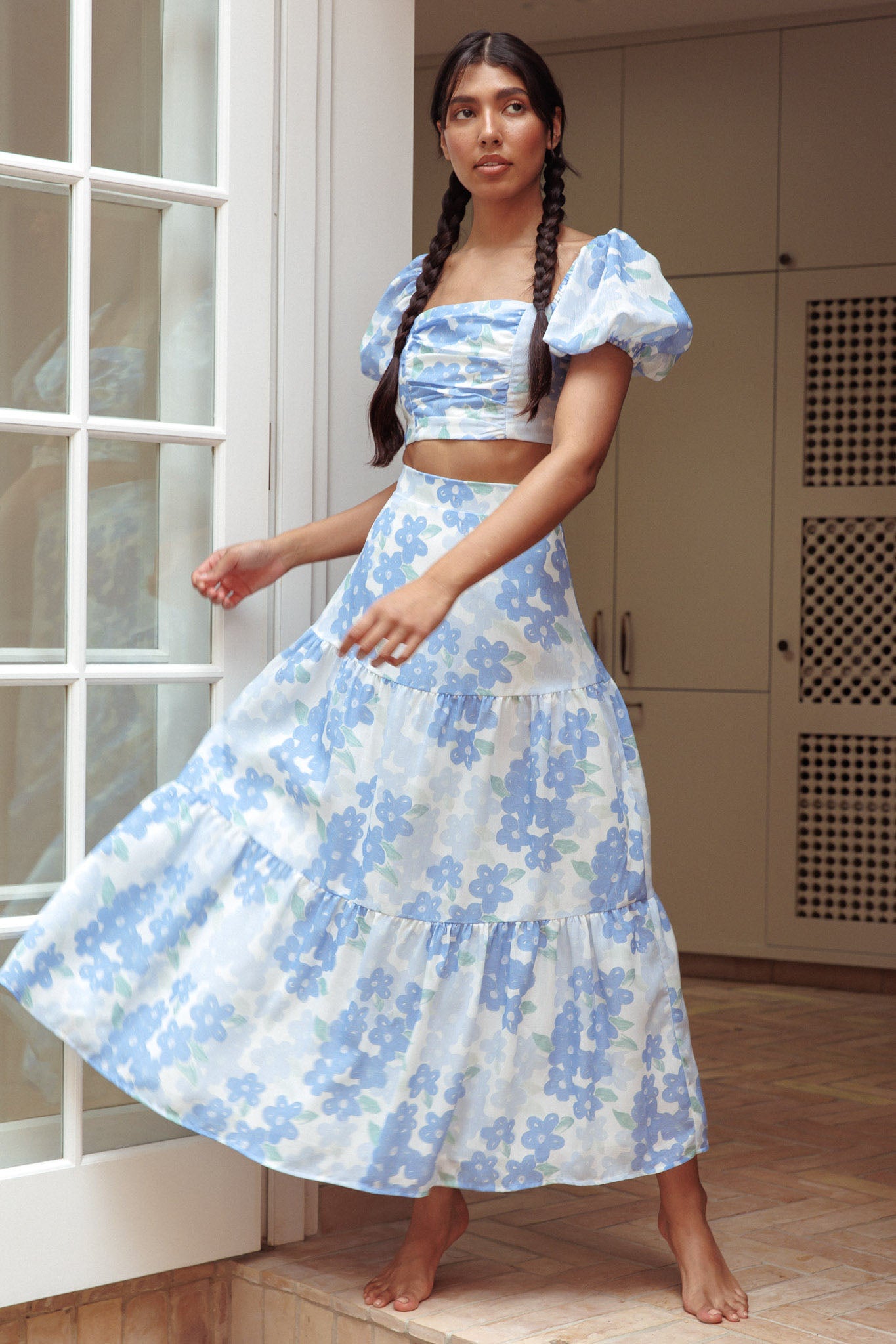 The Moment Maxi Skirt Floral Blue by Selfie Leslie Australia