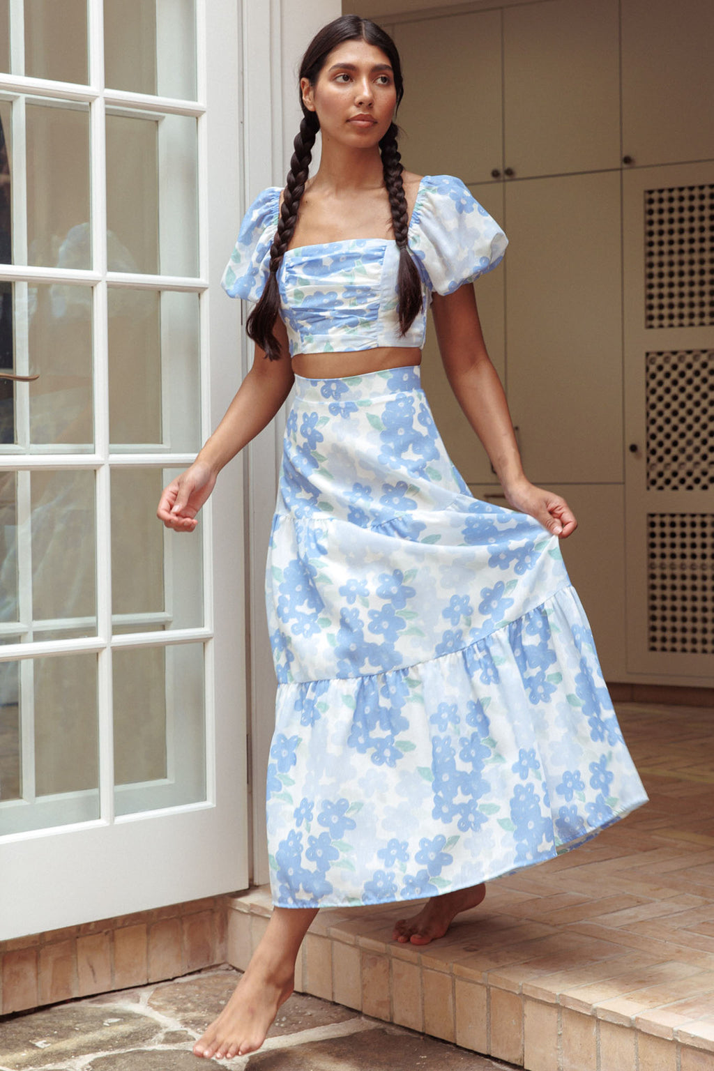 The Moment Maxi Skirt Floral Blue by Selfie Leslie Australia