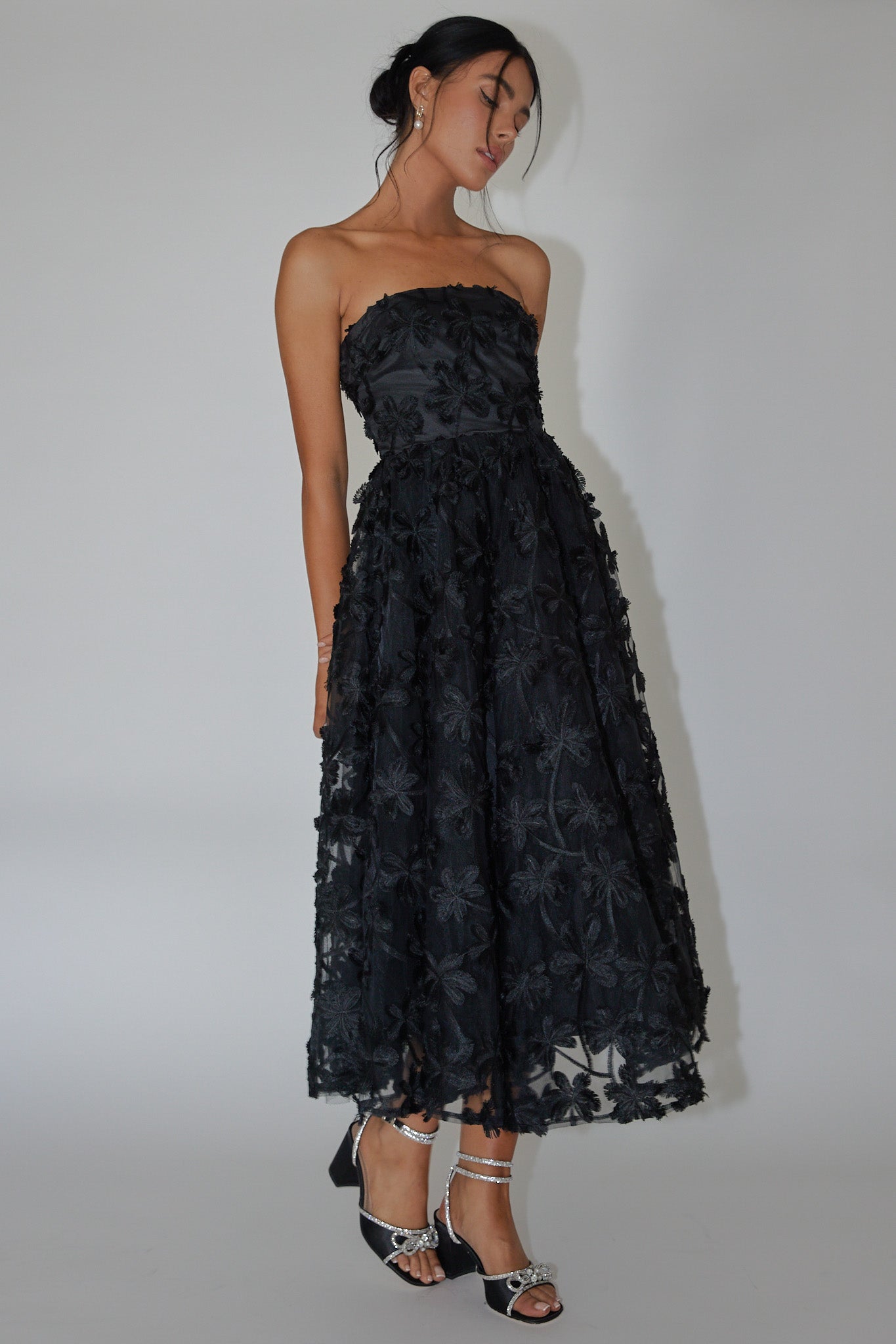 Dori Floral Embellished Midi Dress Black by Selfie Leslie Australia