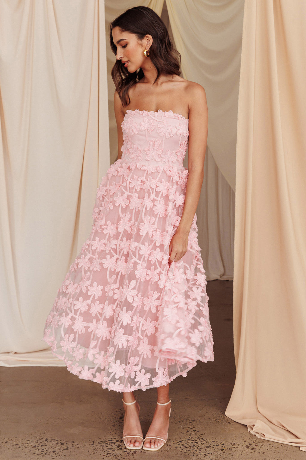 Dori Floral Embellished Midi Dress Blush by Selfie Leslie Australia