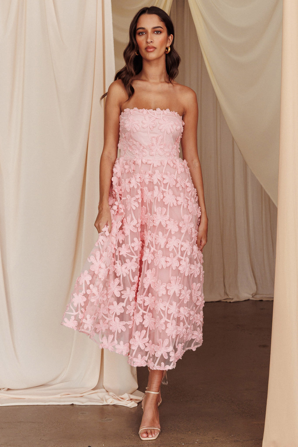 Dori Floral Embellished Midi Dress Blush by Selfie Leslie Australia
