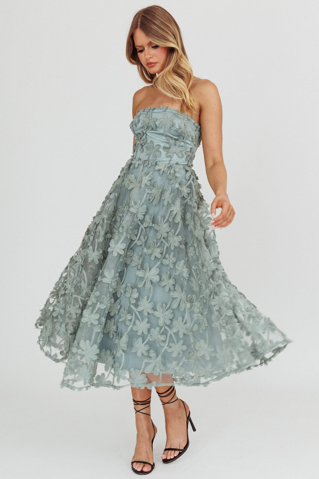 Dori Floral Embellished Midi Dress Sage by Selfie Leslie Australia