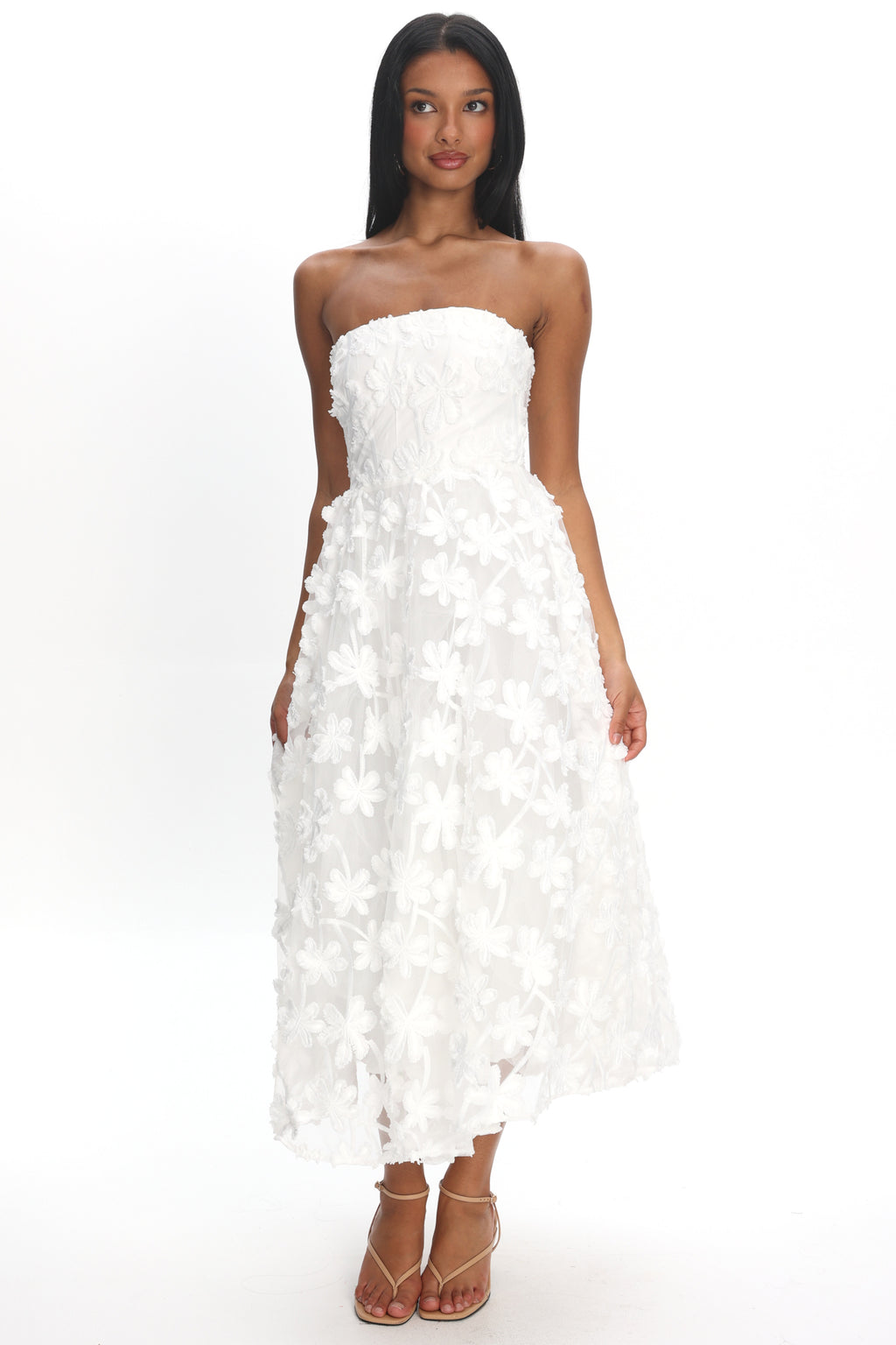 Dori Floral Embellished Midi Dress White by Selfie Leslie Australia