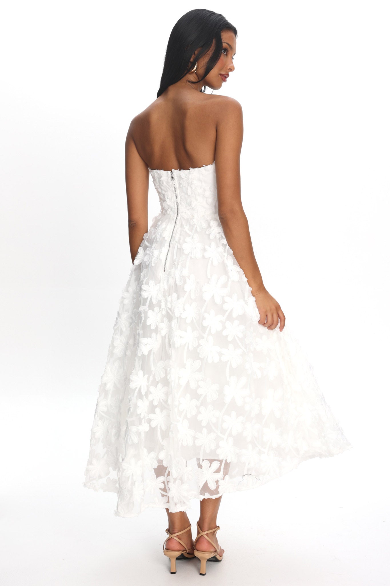 Dori Floral Embellished Midi Dress White by Selfie Leslie Australia