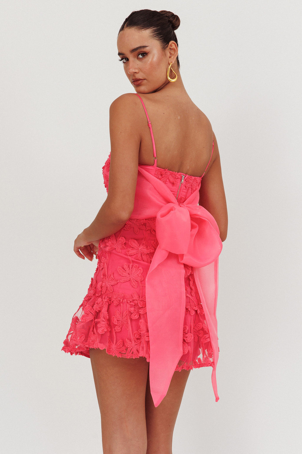 Dori Embellished Mini Dress Palm Tree Pink by Selfie Leslie Australia