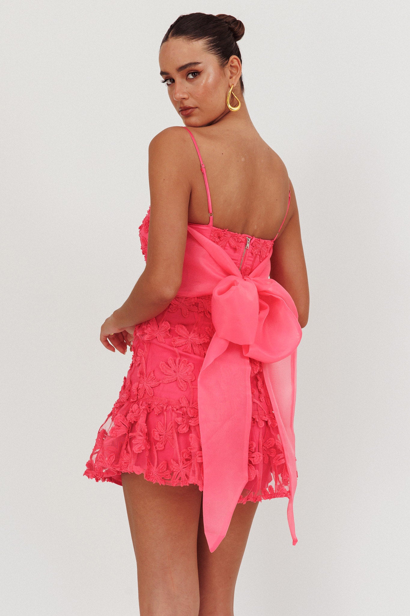 Dori Embellished Mini Dress Palm Tree Pink by Selfie Leslie Australia