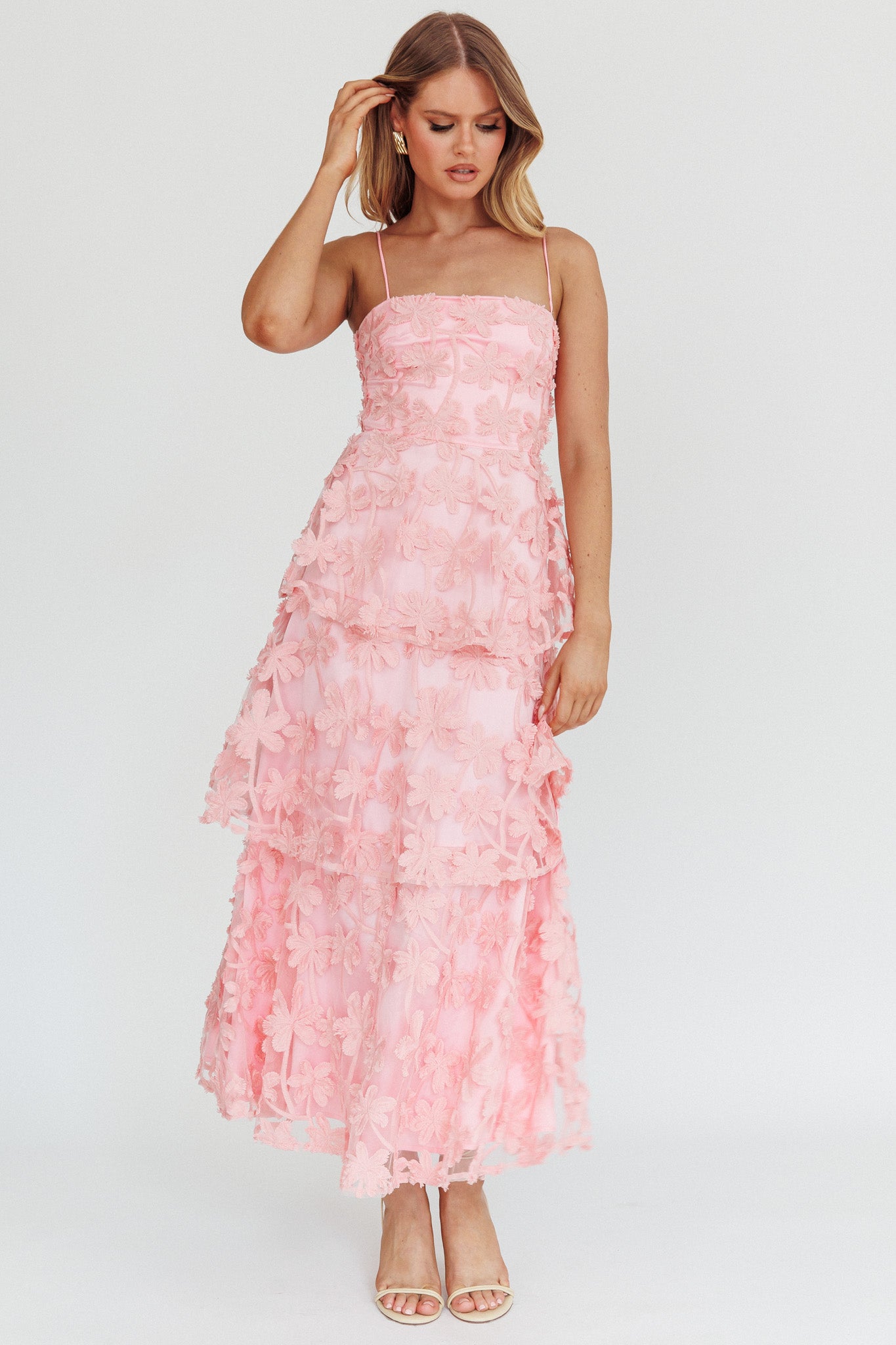 Dori Floral Embellished Maxi Dress Blush by Selfie Leslie Australia