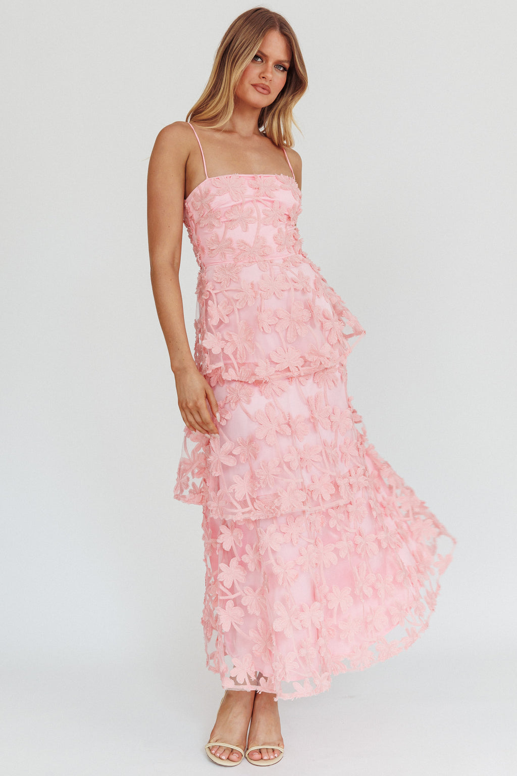 Dori Floral Embellished Maxi Dress Blush by Selfie Leslie Australia