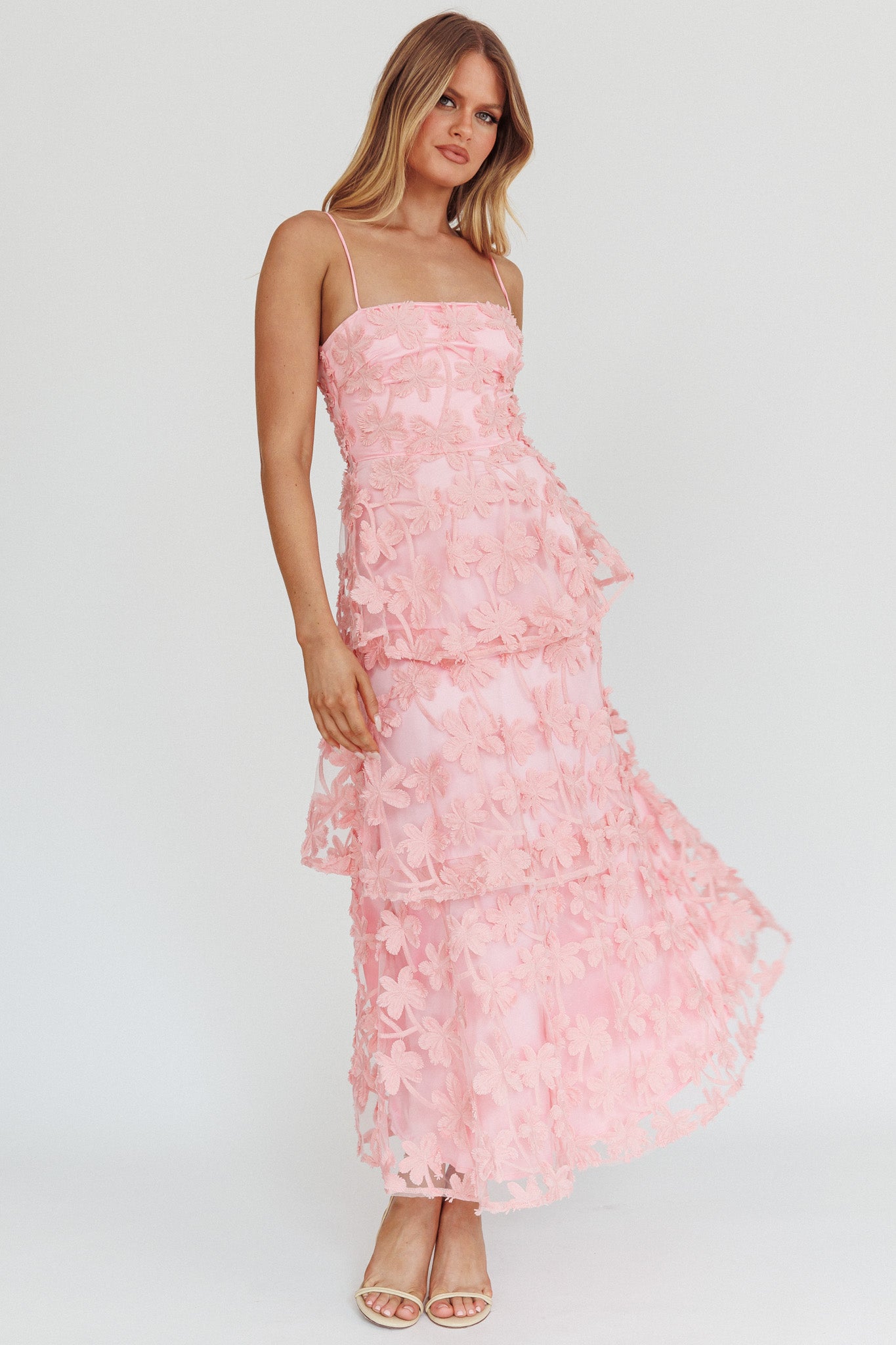 Dori Floral Embellished Maxi Dress Blush by Selfie Leslie Australia
