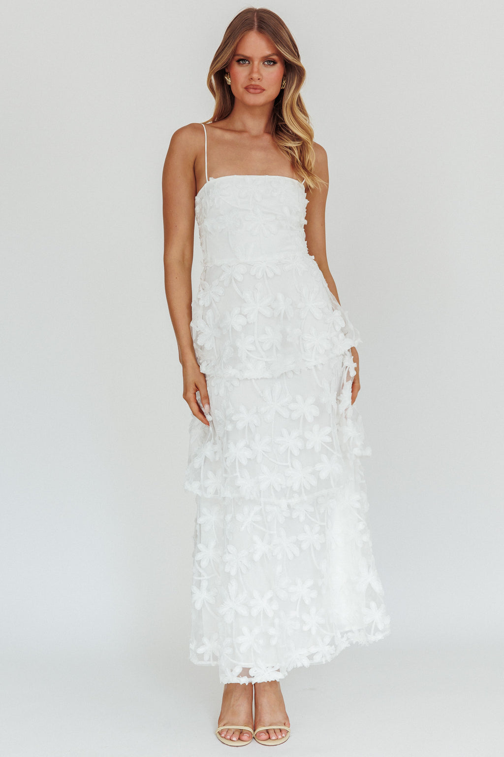 Dori Floral Embellished Maxi Dress White by Selfie Leslie Australia