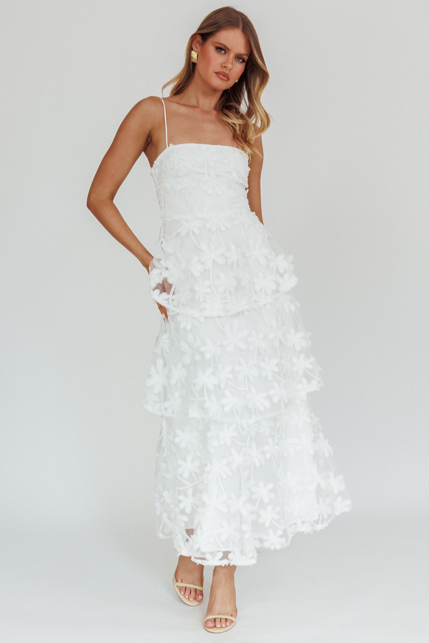 Dori Floral Embellished Maxi Dress White by Selfie Leslie Australia