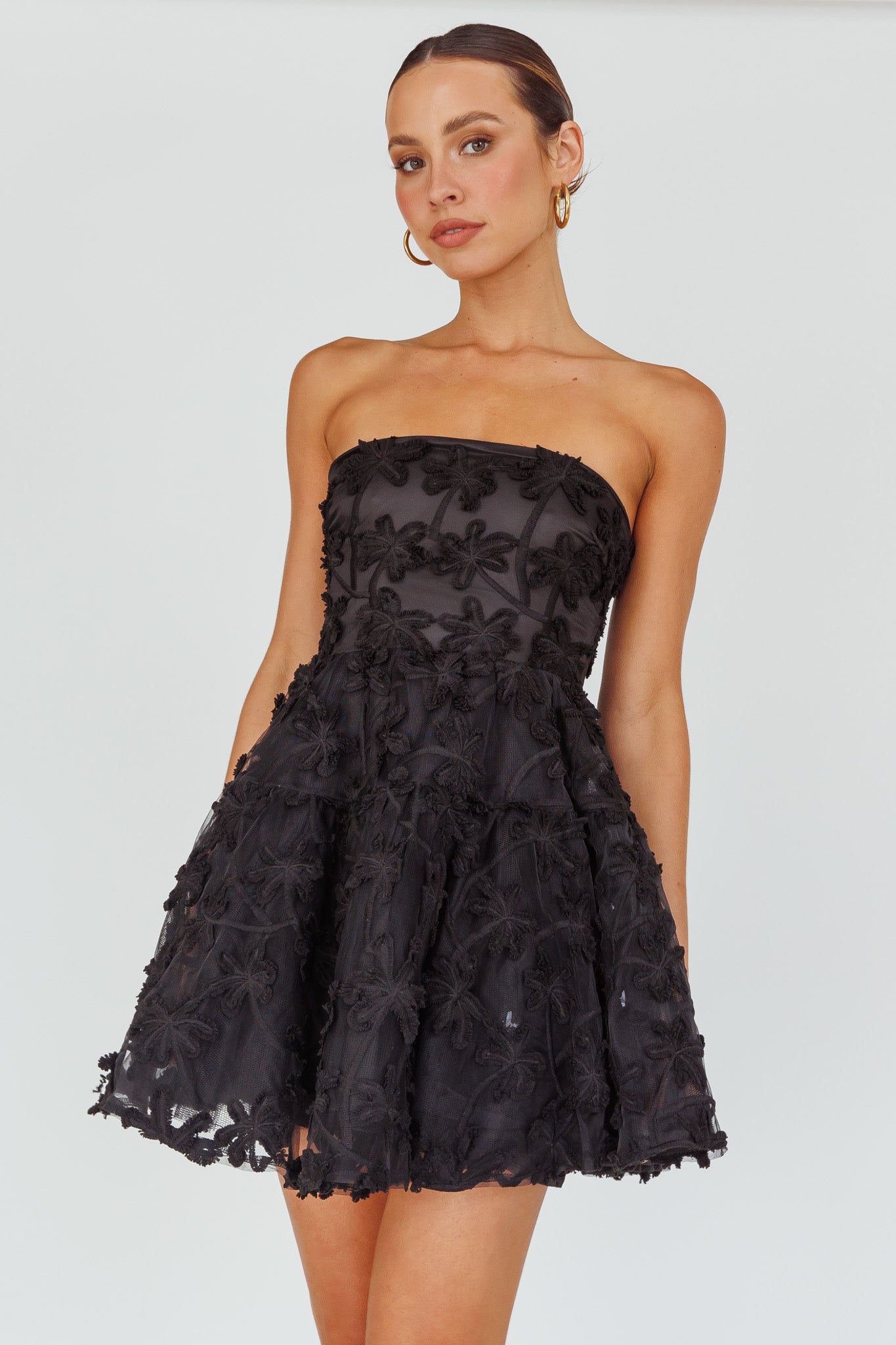 Dori Floral Embellished Mini Dress Black by Selfie Leslie Australia
