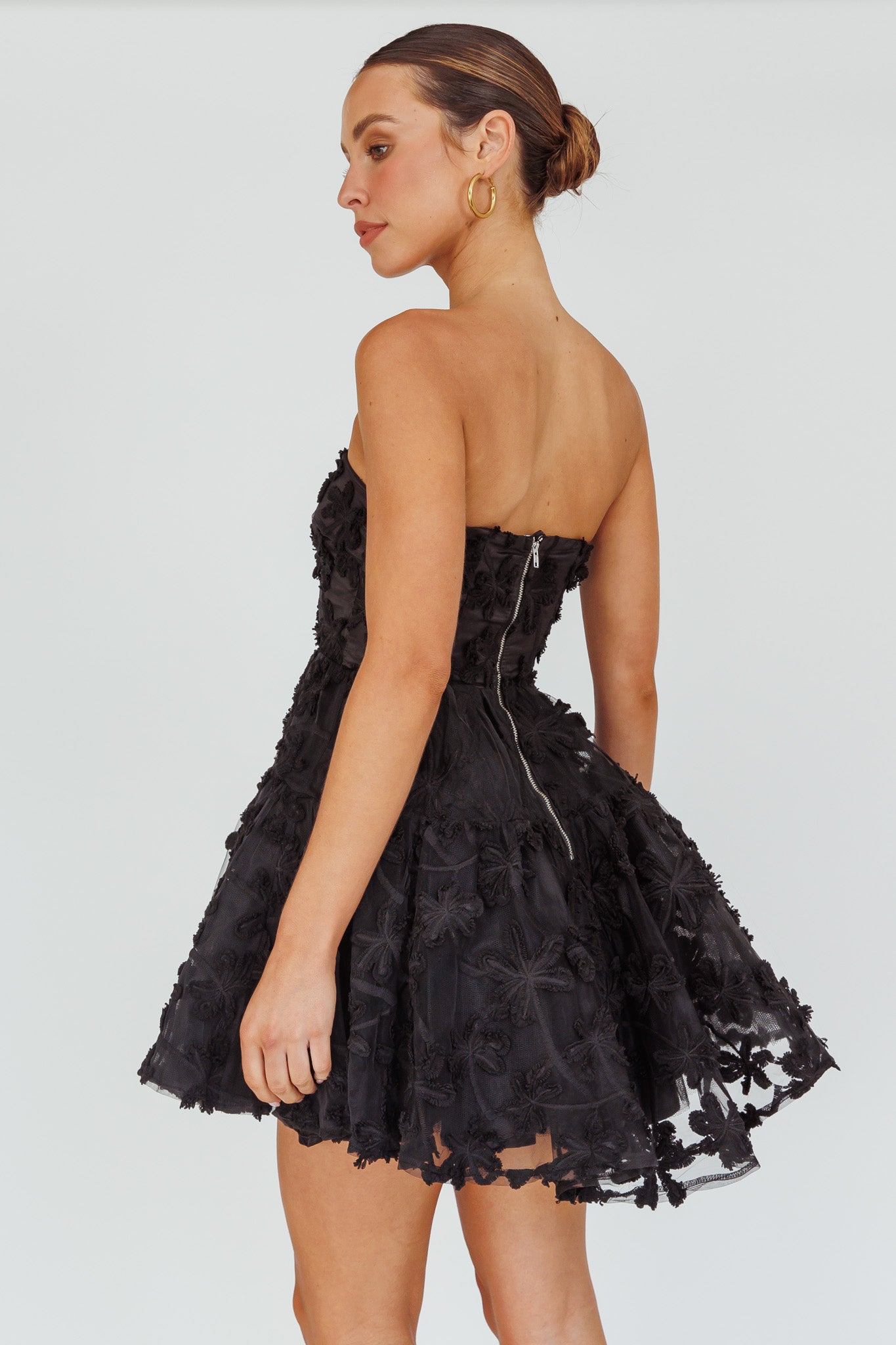 Dori Floral Embellished Mini Dress Black by Selfie Leslie Australia