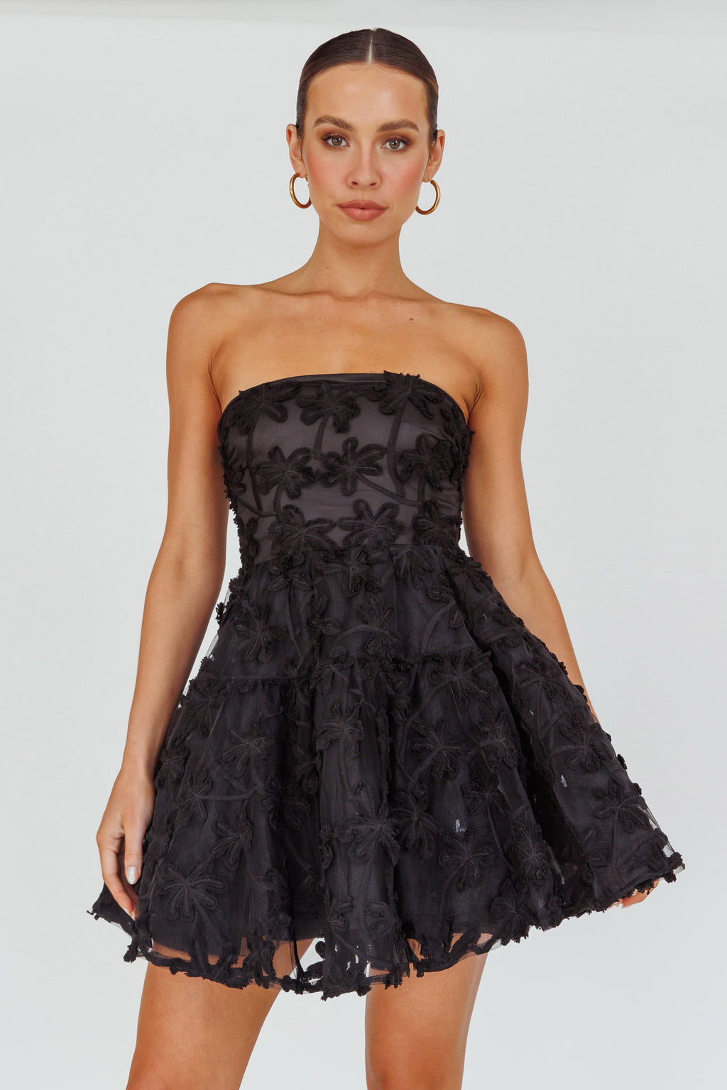 Dori Floral Embellished Mini Dress Black by Selfie Leslie Australia