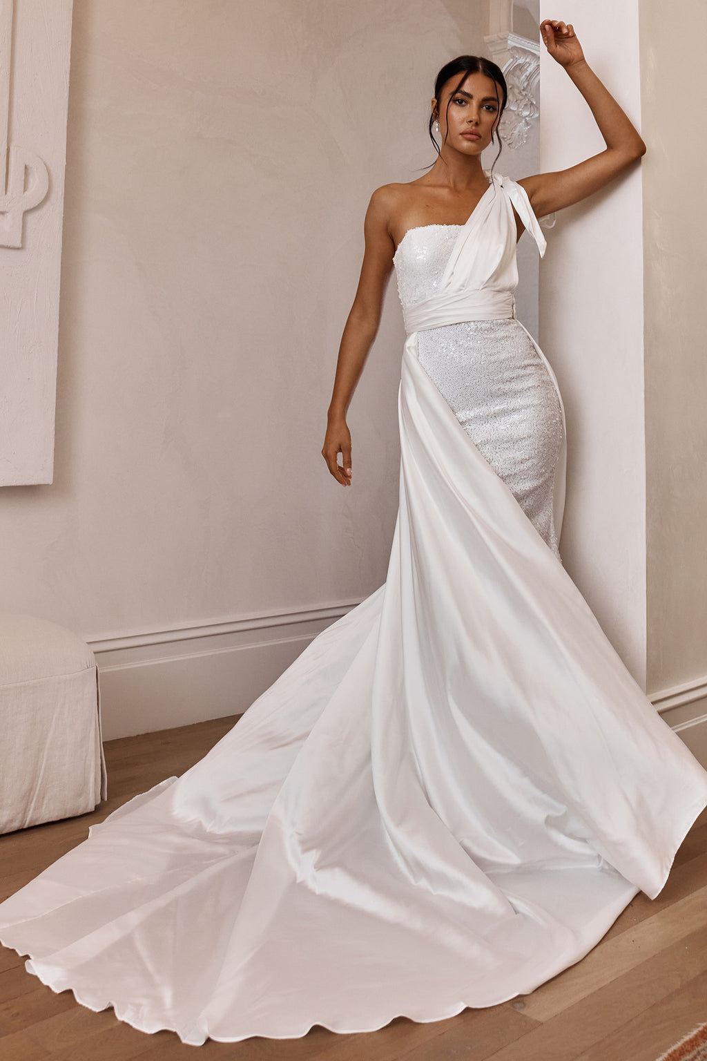 Francene Two Piece Sequin Maxi Dress White by Selfie Leslie Australia