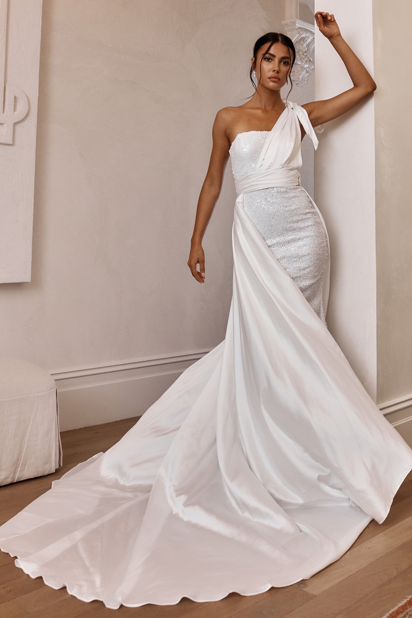 Francene Two Piece Sequin Maxi Dress White by Selfie Leslie Australia