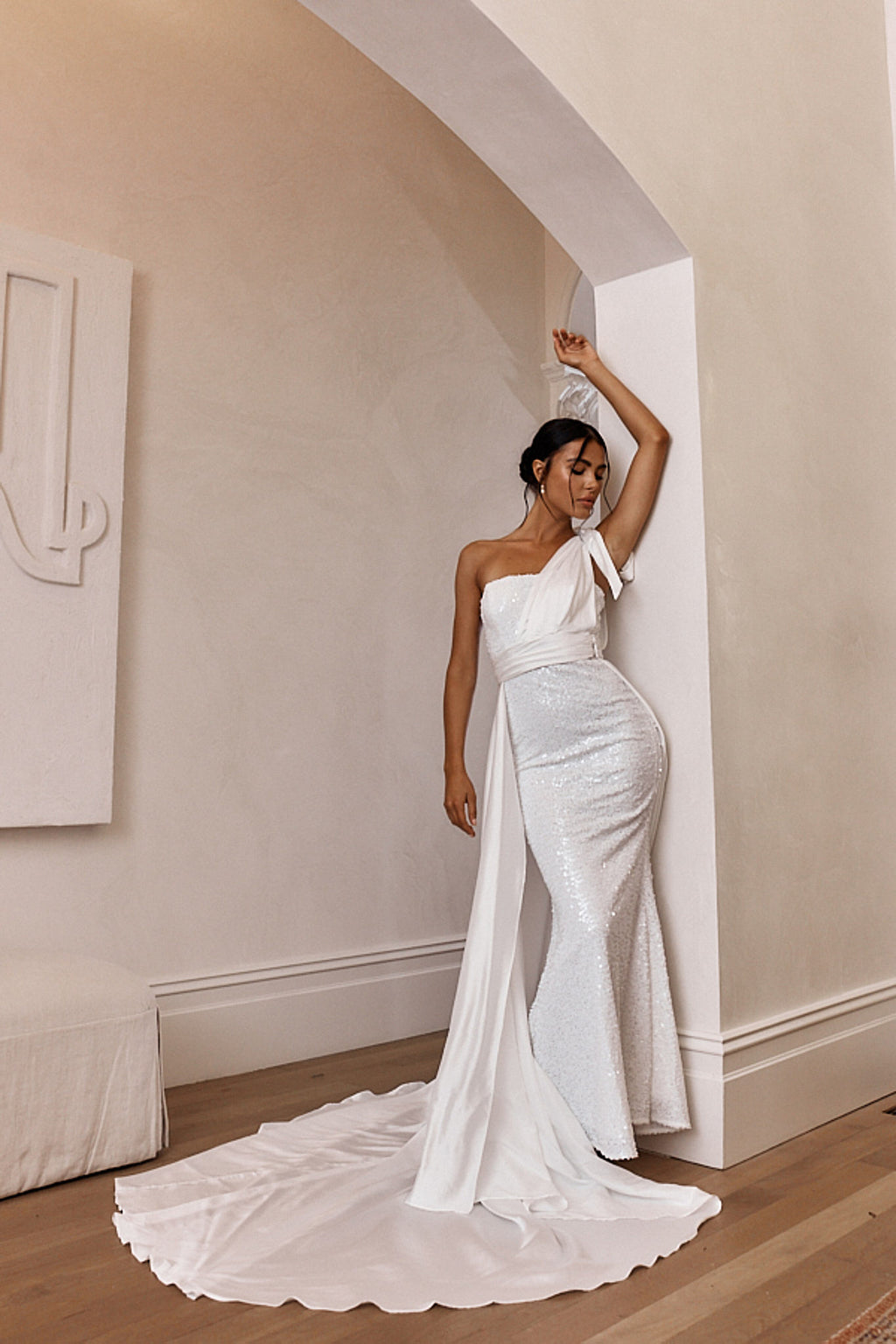 Francene Two Piece Sequin Maxi Dress White by Selfie Leslie Australia